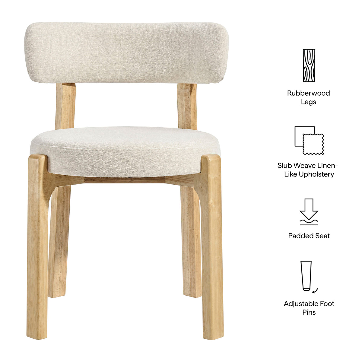 Marsha Upholstered Fabric Dining Chairs Set of 2 - Ecru