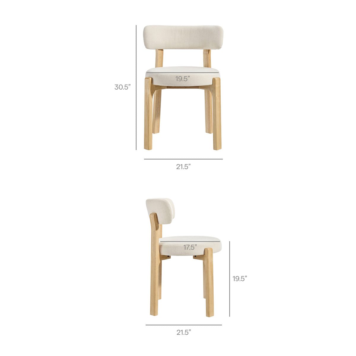 Marsha Upholstered Fabric Dining Chairs Set of 2 - Ecru