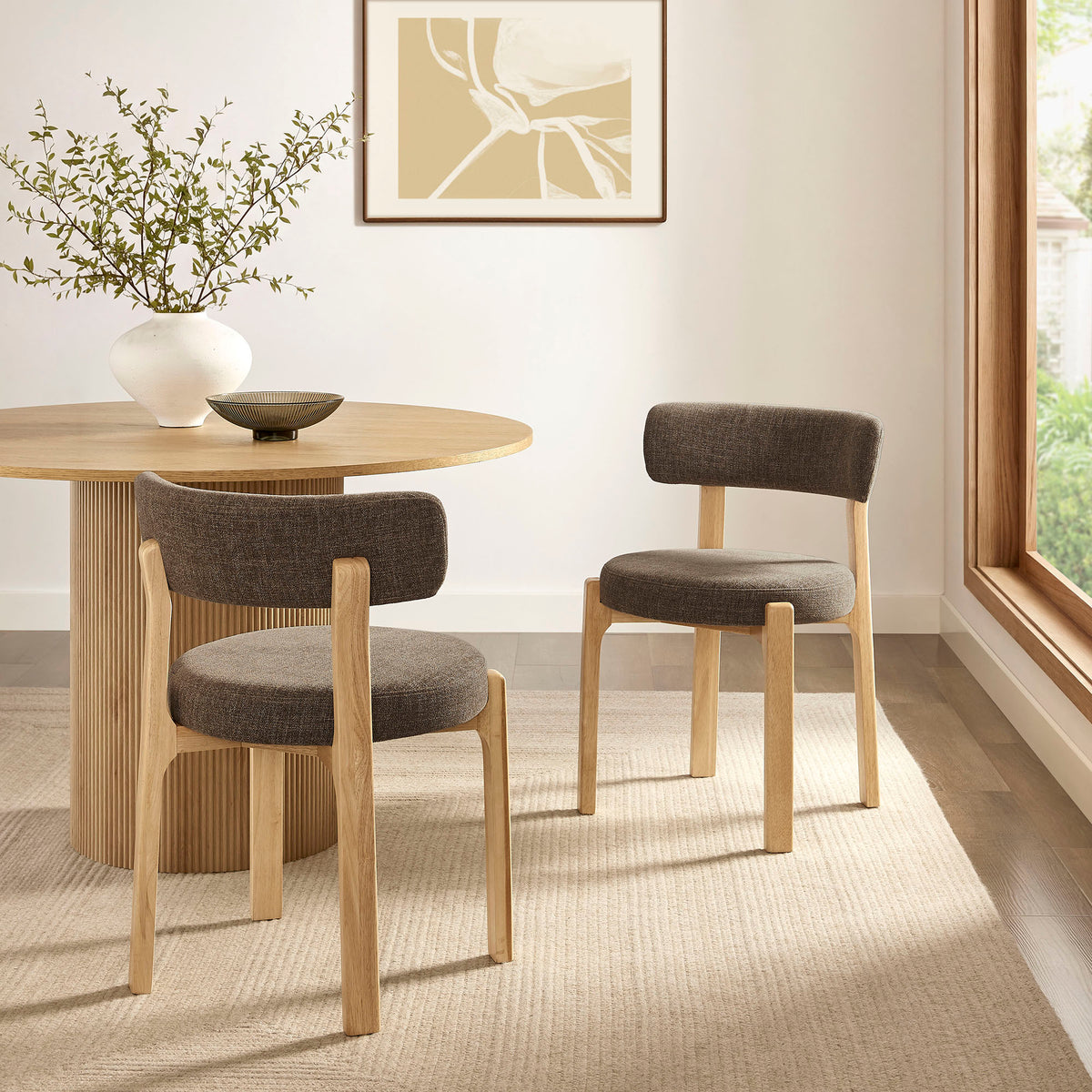 Marsha Upholstered Fabric Dining Chairs Set of 2 - Mocha