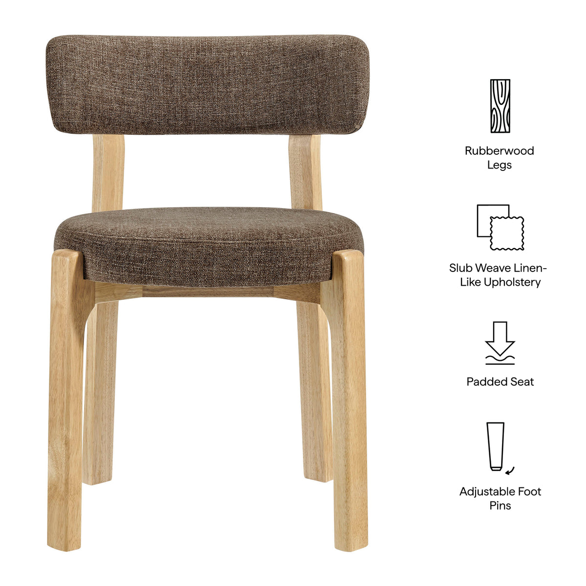Marsha Upholstered Fabric Dining Chairs Set of 2 - Mocha