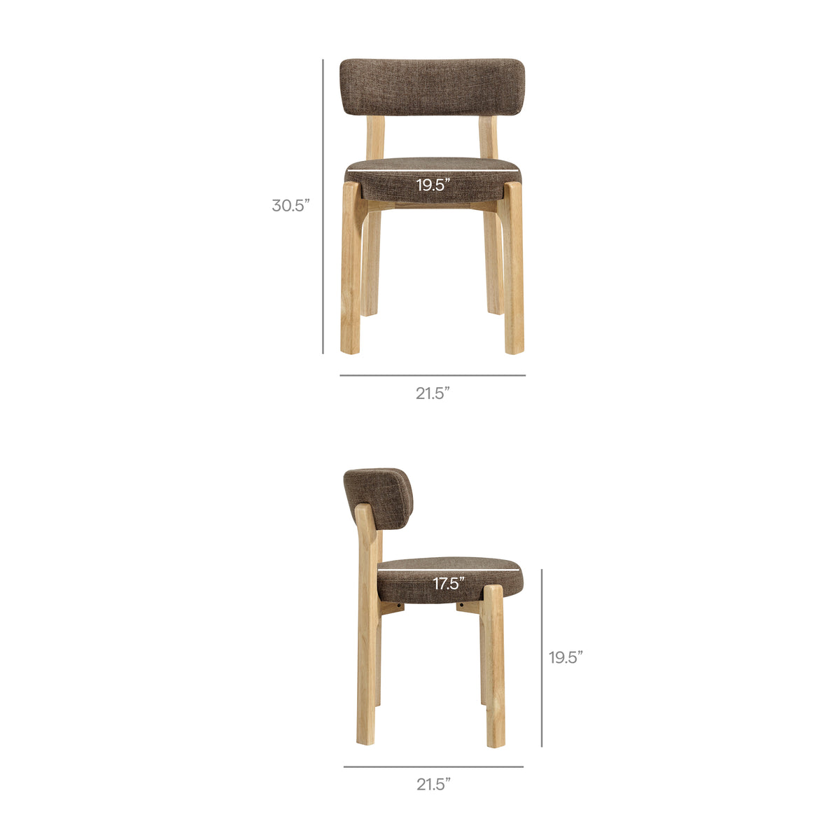 Marsha Upholstered Fabric Dining Chairs Set of 2 - Mocha
