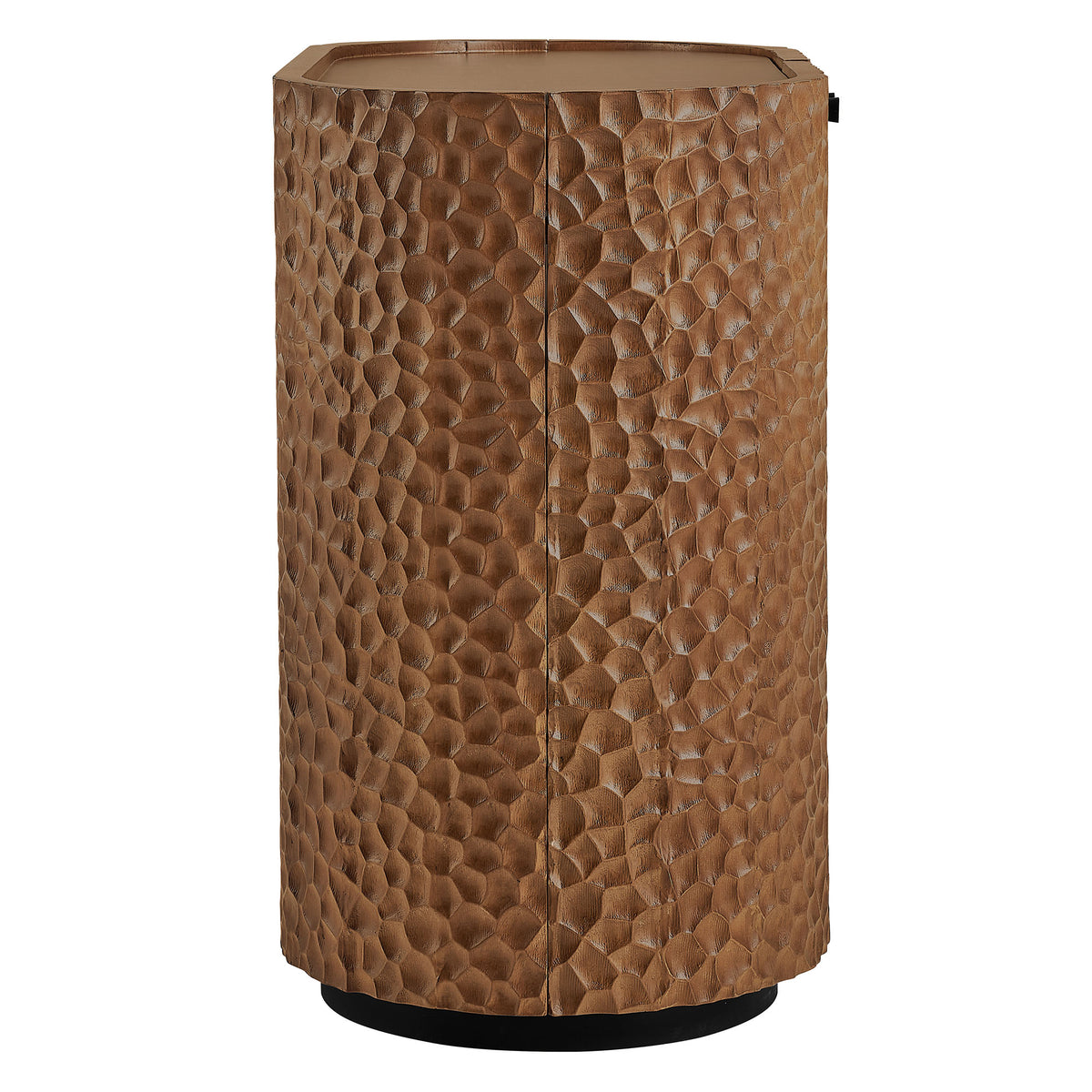 Aven 36 Inch Chiseled Curved Wood 2 Door Accent Cabinet - Walnut