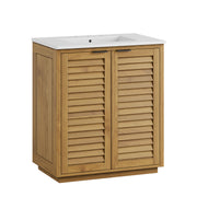 Tavira 30 Inch Shutter-Style Bathroom Vanity - Natural White