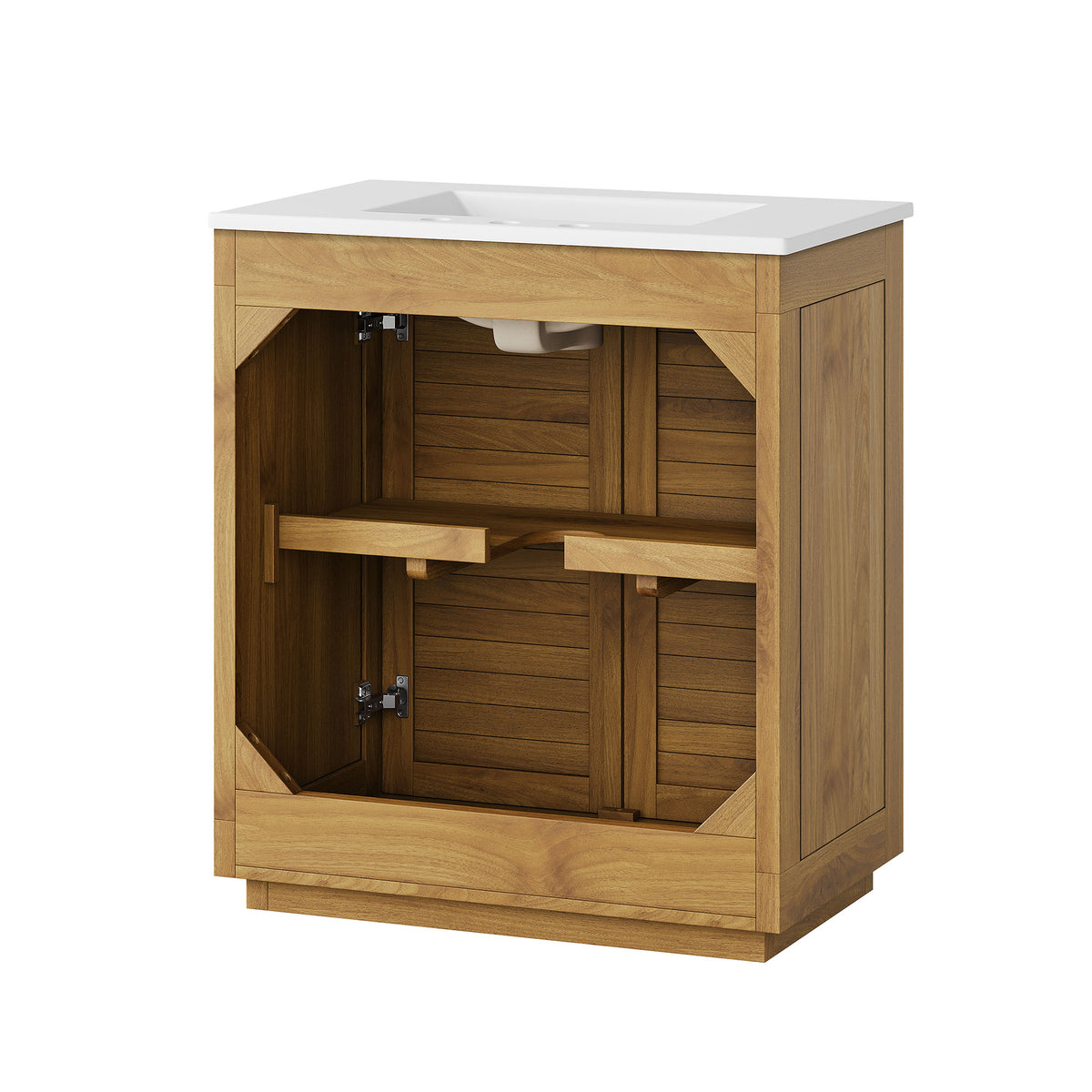 Tavira 30 Inch Shutter-Style Bathroom Vanity - Natural White