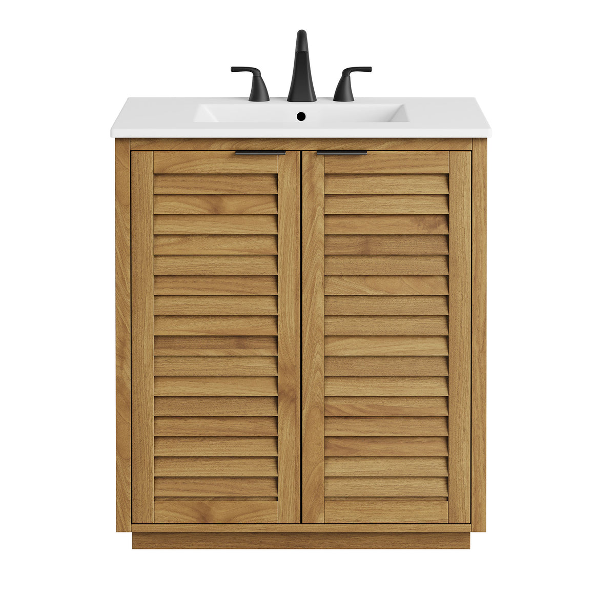 Tavira 30 Inch Shutter-Style Bathroom Vanity - Natural White