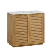 Tavira 36 Inch Shutter-Style Bathroom Vanity - Natural White