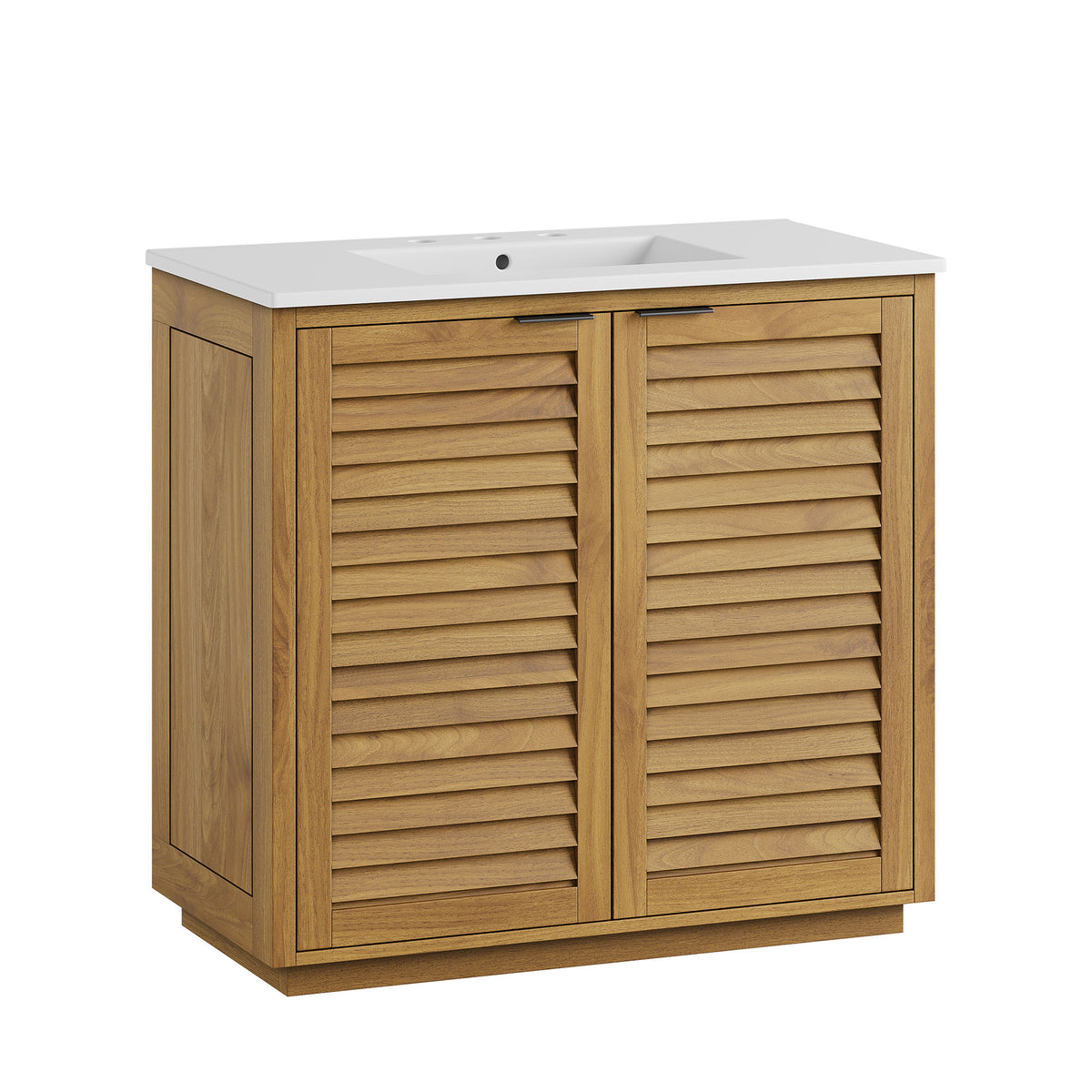 Tavira 36 Inch Shutter-Style Bathroom Vanity - Natural White