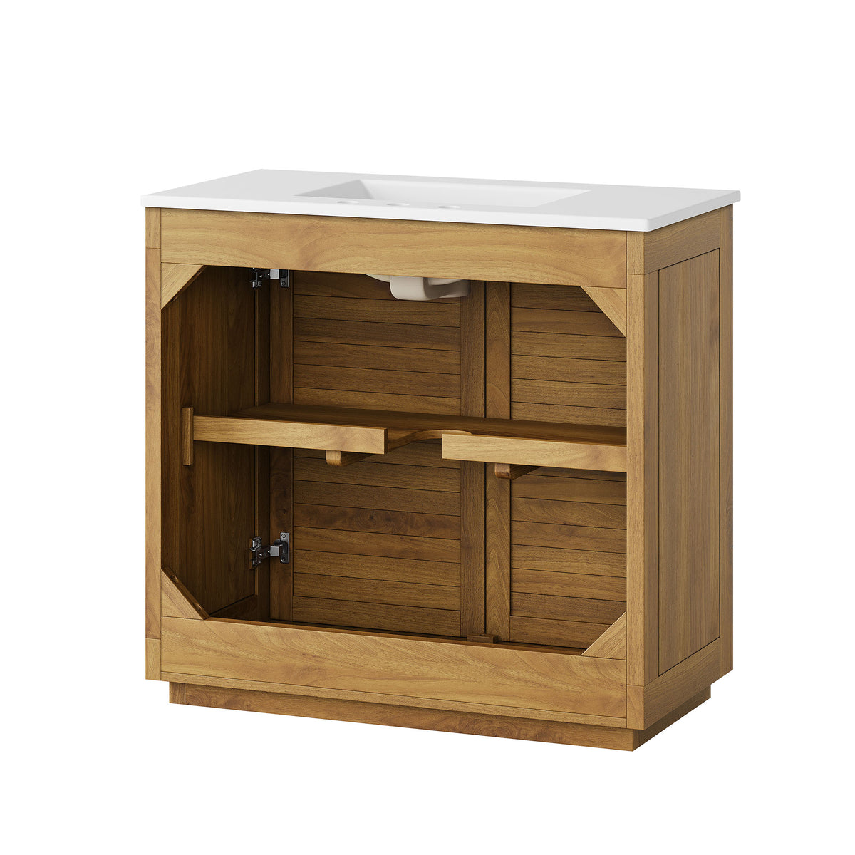 Tavira 36 Inch Shutter-Style Bathroom Vanity - Natural White