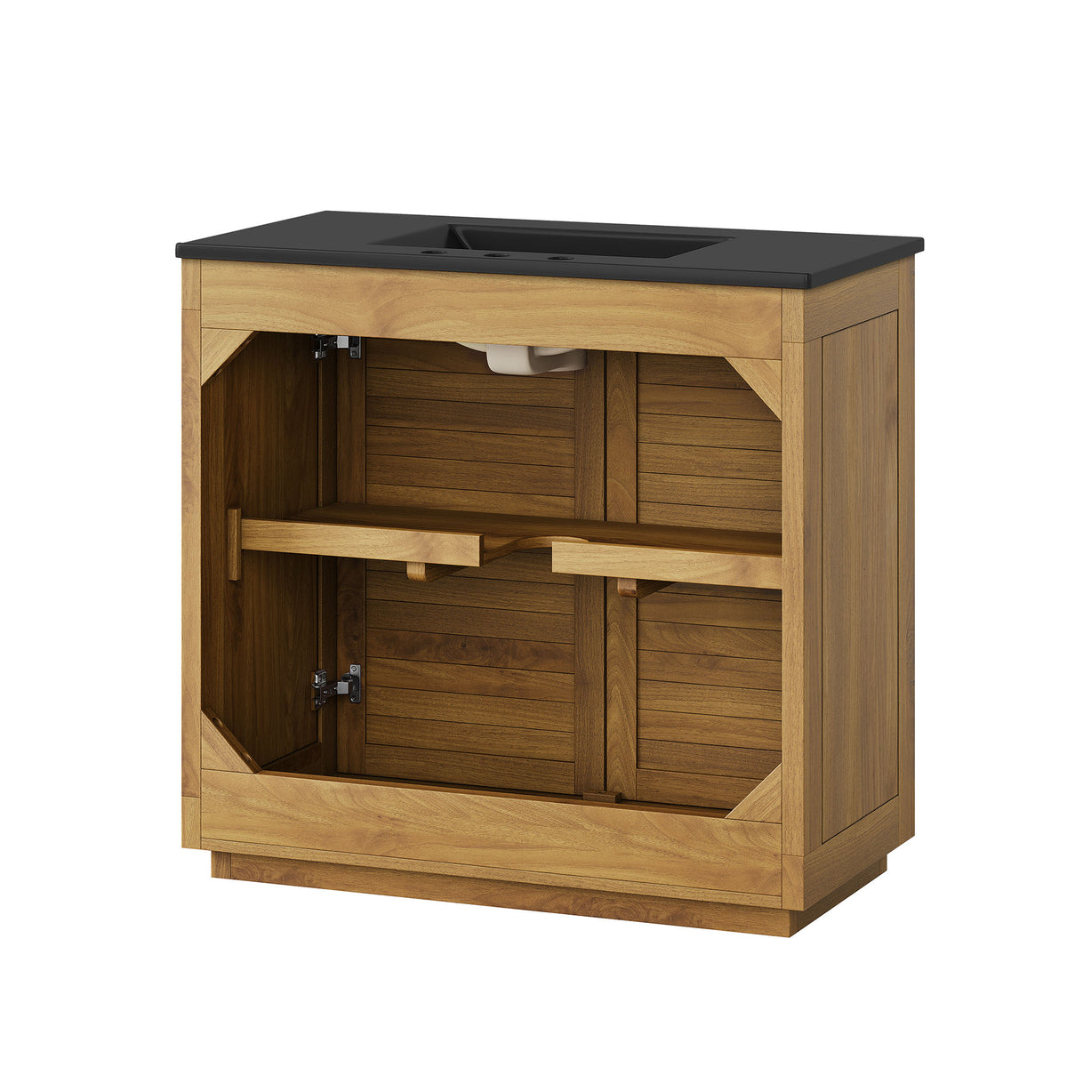 Tavira 36 Inch Shutter-Style Bathroom Vanity - Natural Black