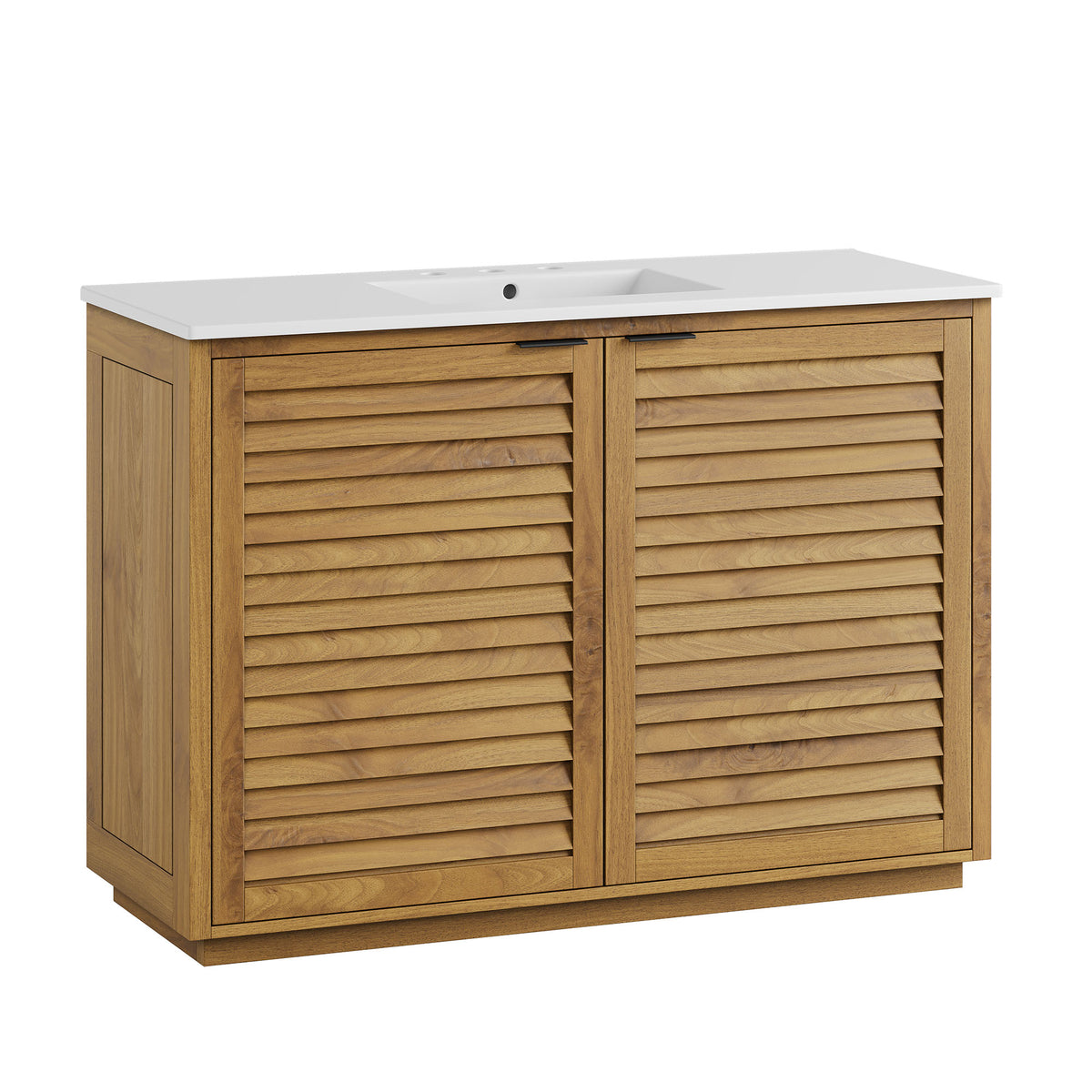 Tavira 48 Inch Shutter-Style Bathroom Vanity - Natural White
