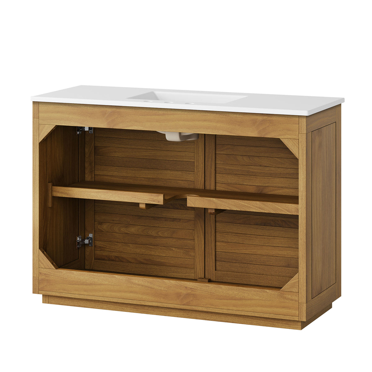 Tavira 48 Inch Shutter-Style Bathroom Vanity - Natural White