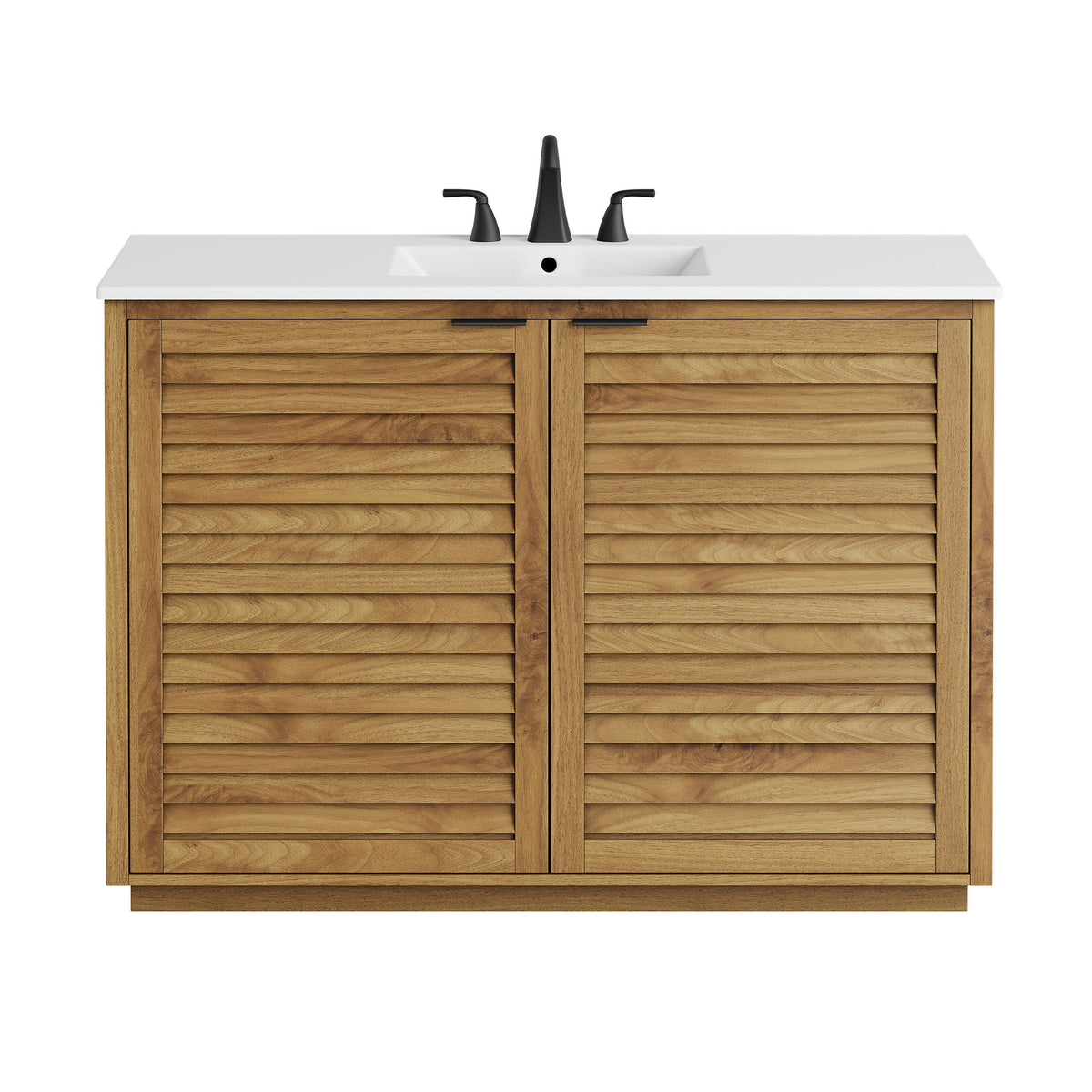 Tavira 48 Inch Shutter-Style Bathroom Vanity - Natural White
