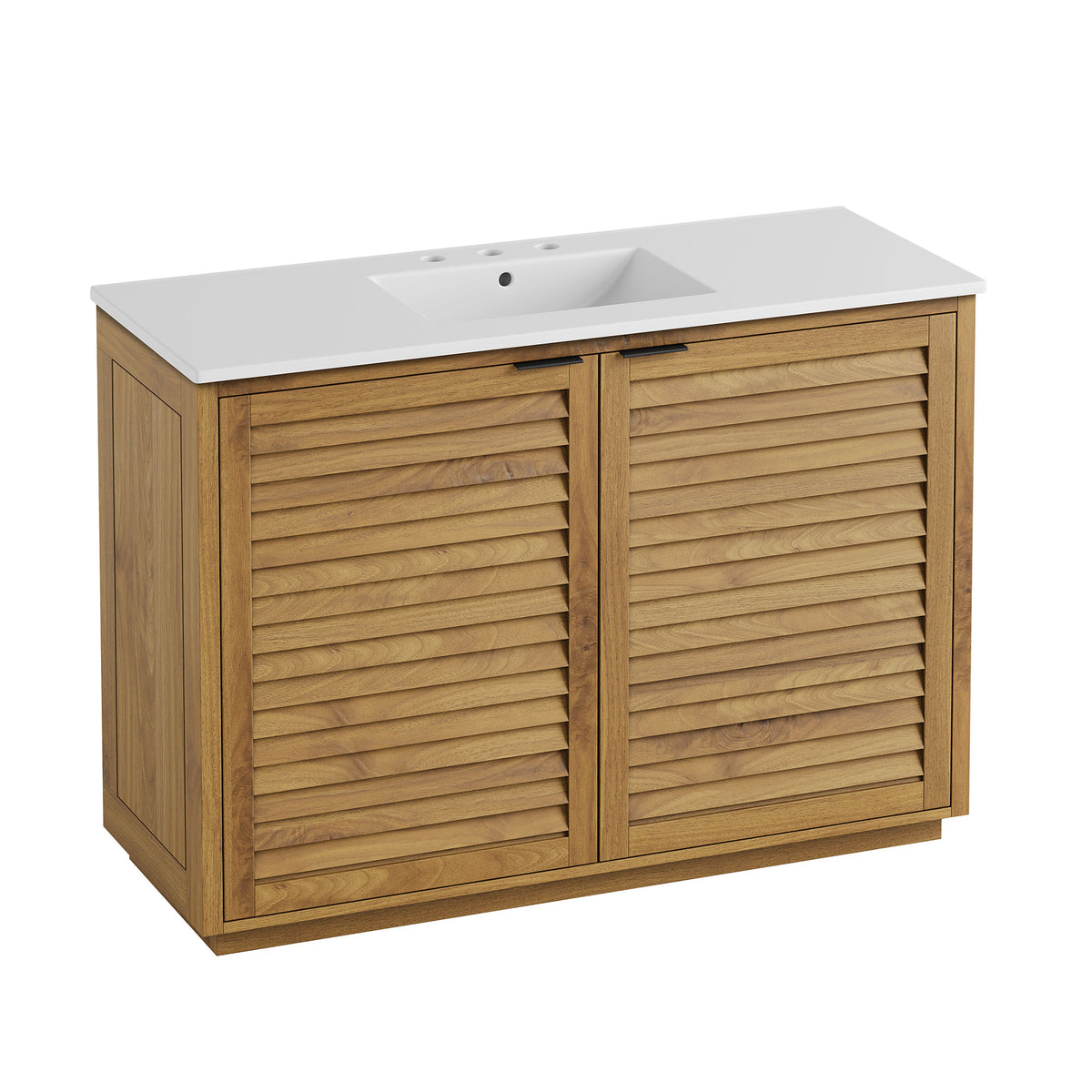 Tavira 48 Inch Shutter-Style Bathroom Vanity - Natural White