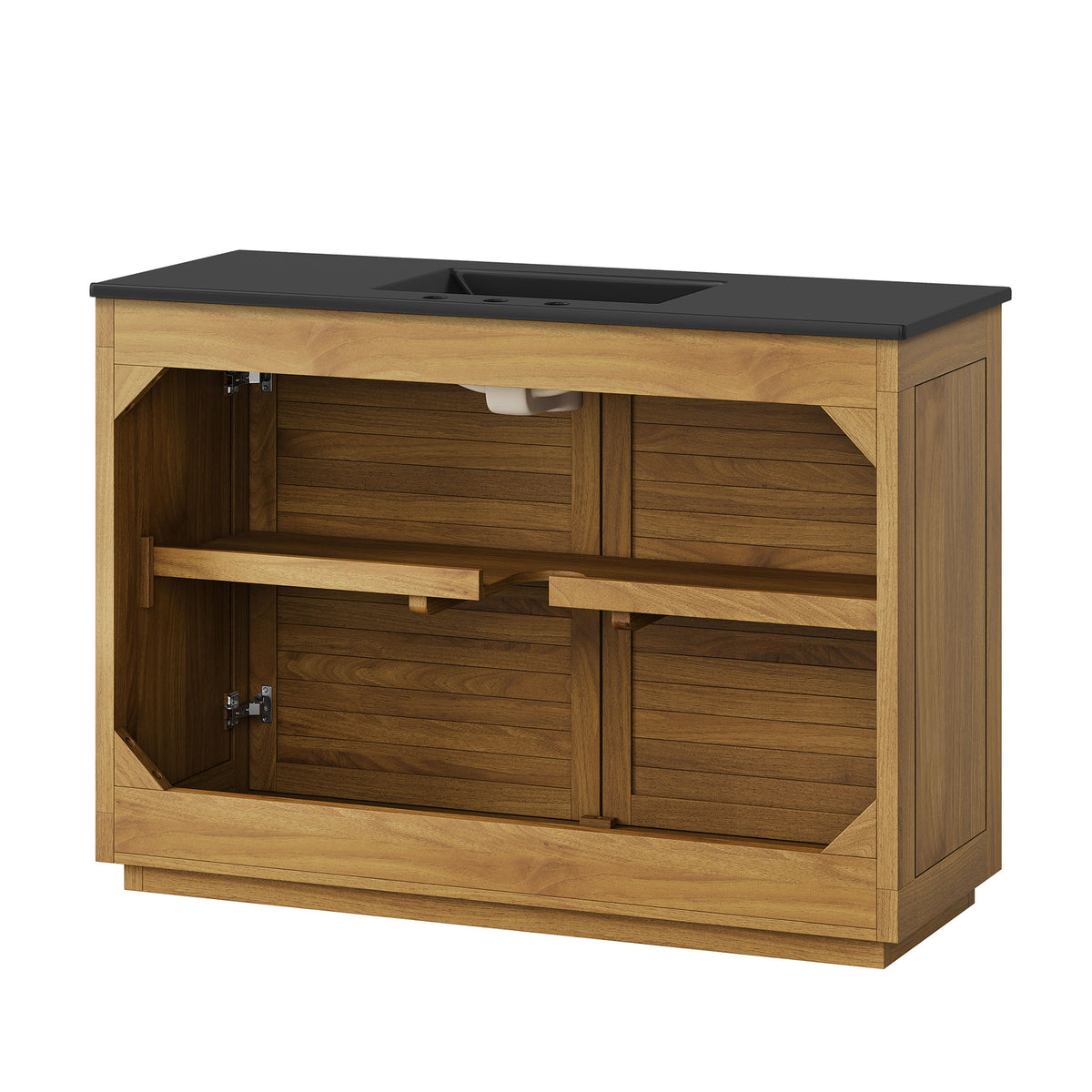 Tavira 48 Inch Shutter-Style Bathroom Vanity - Natural Black