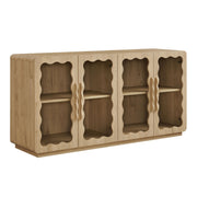 Rory 62 Inch Four-Door Scalloped Glass Sideboard - Light Oak