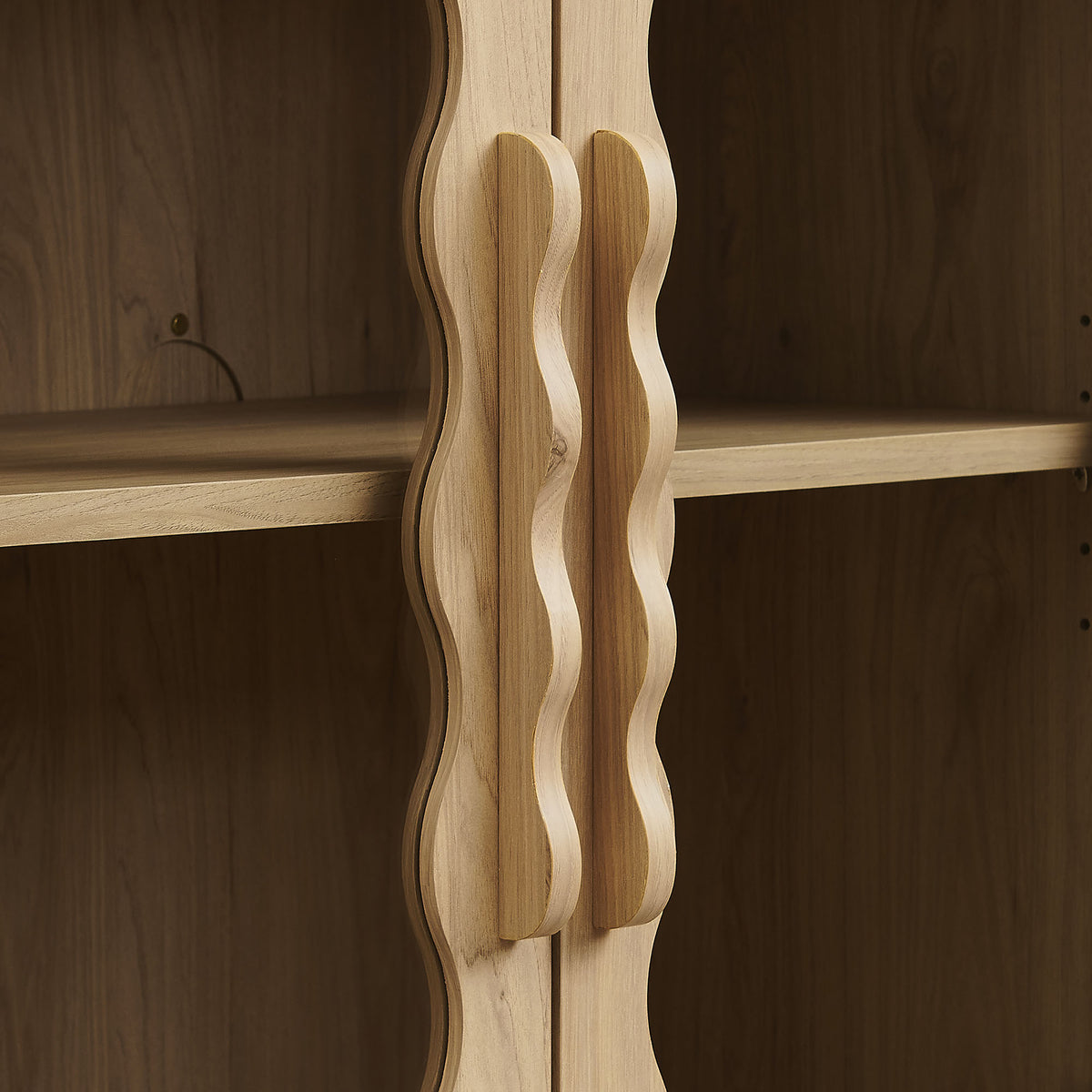 Rory 62 Inch Four-Door Scalloped Glass Sideboard - Light Oak