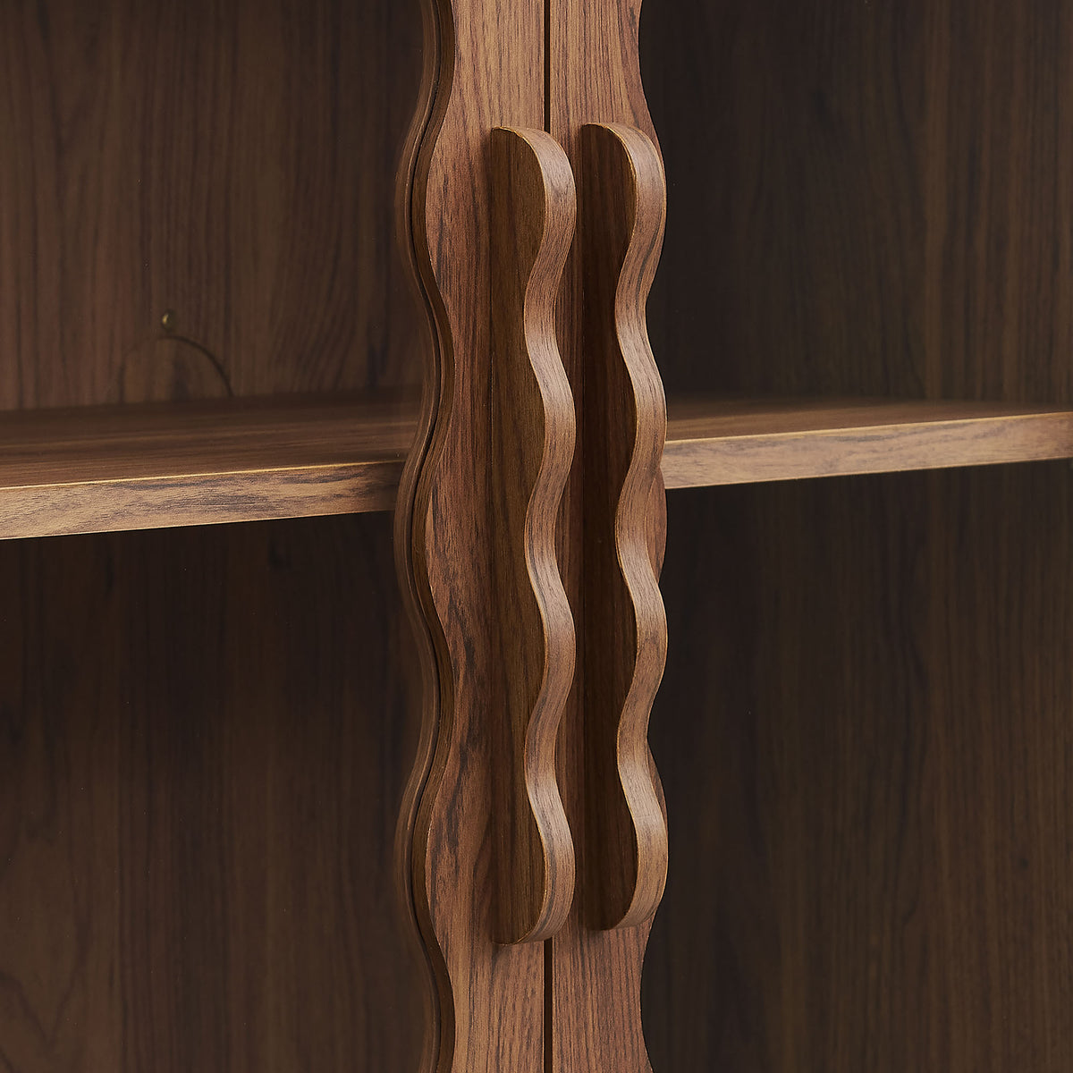 Rory 62 Inch Four-Door Scalloped Glass Sideboard - Walnut