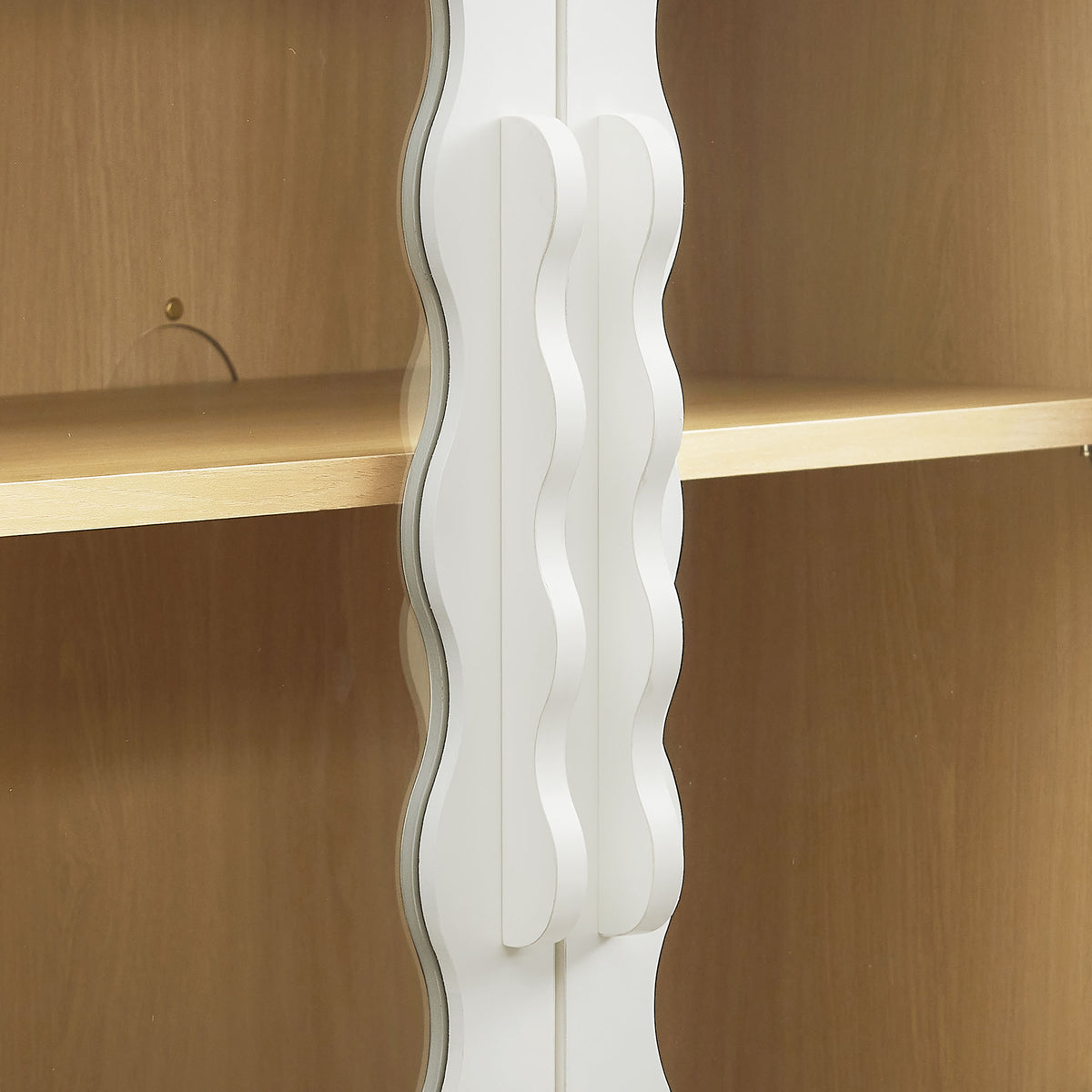 Rory 62 Inch Four-Door Scalloped Glass Sideboard - White Oak