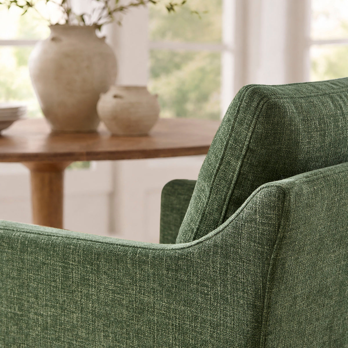 Serene Slipcovered Performance Fabric Dining Armchair - Foliage