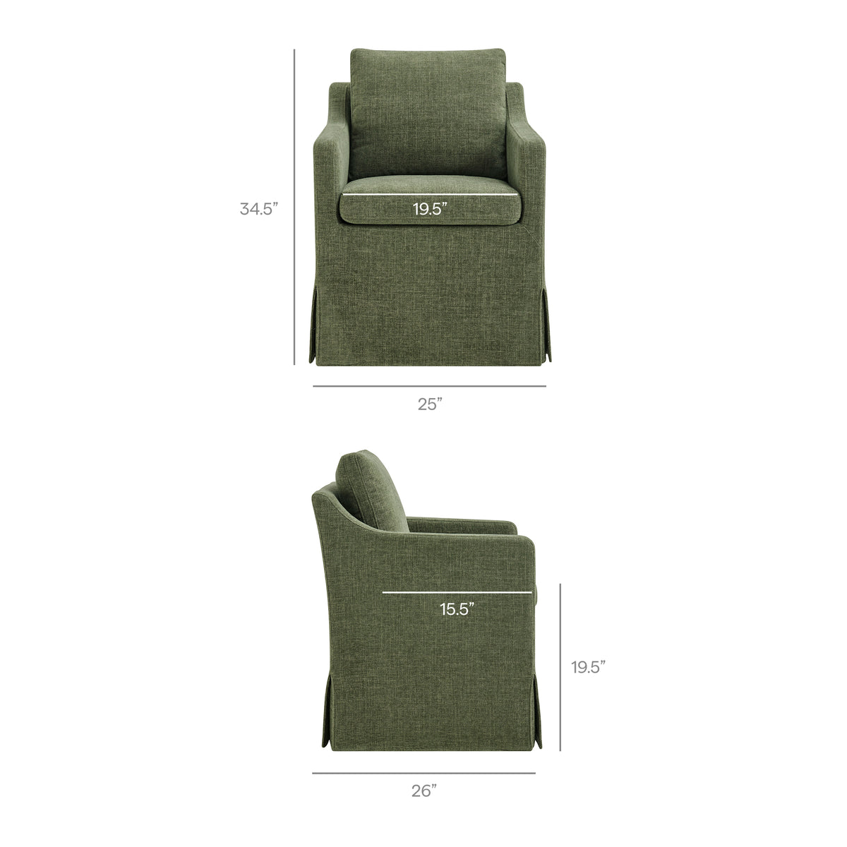 Serene Slipcovered Performance Fabric Dining Armchair - Foliage
