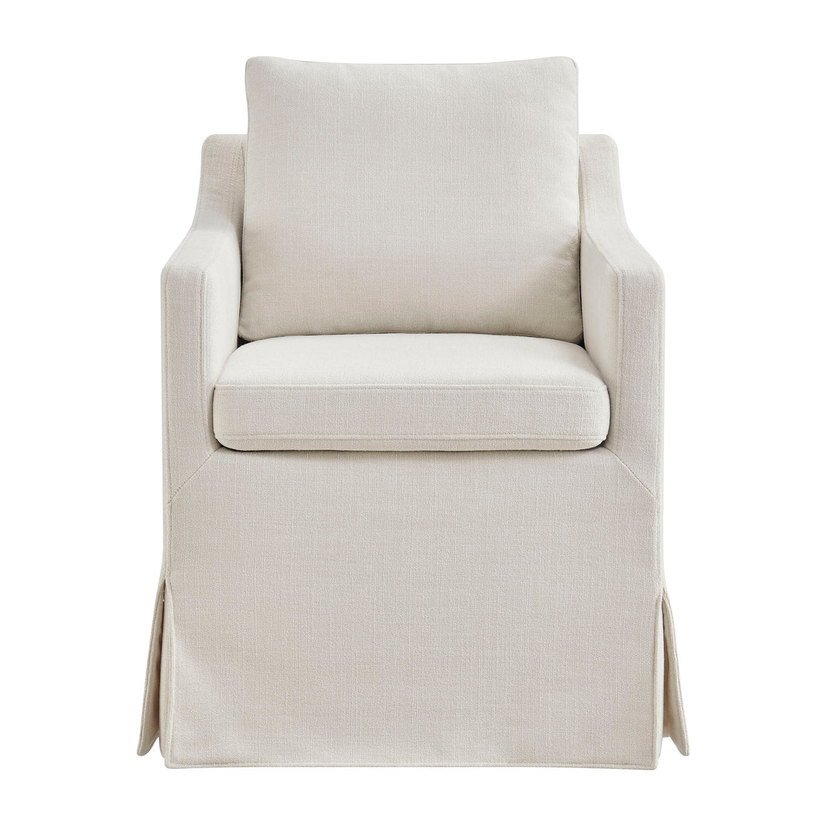 Serene Slipcovered Performance Fabric Dining Armchair - Salt