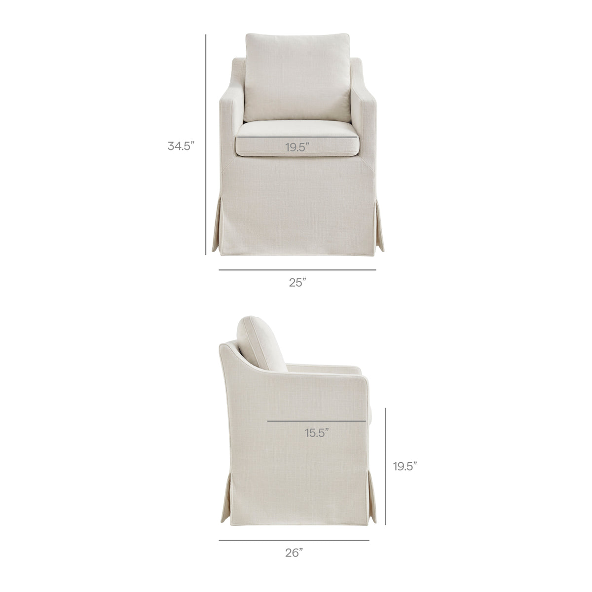Serene Slipcovered Performance Fabric Dining Armchair - Salt