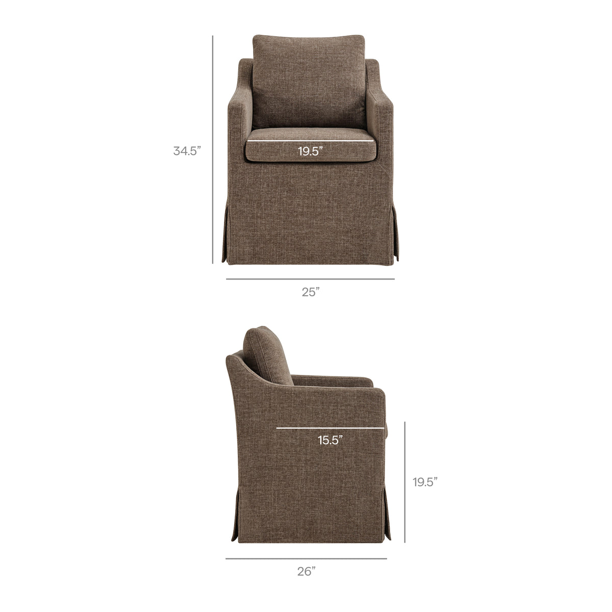 Serene Slipcovered Performance Fabric Dining Armchair - Mocha