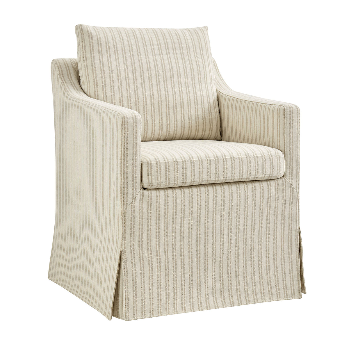 Serene Slipcovered Striped Fabric Dining Armchair - Oatmeal Stripe