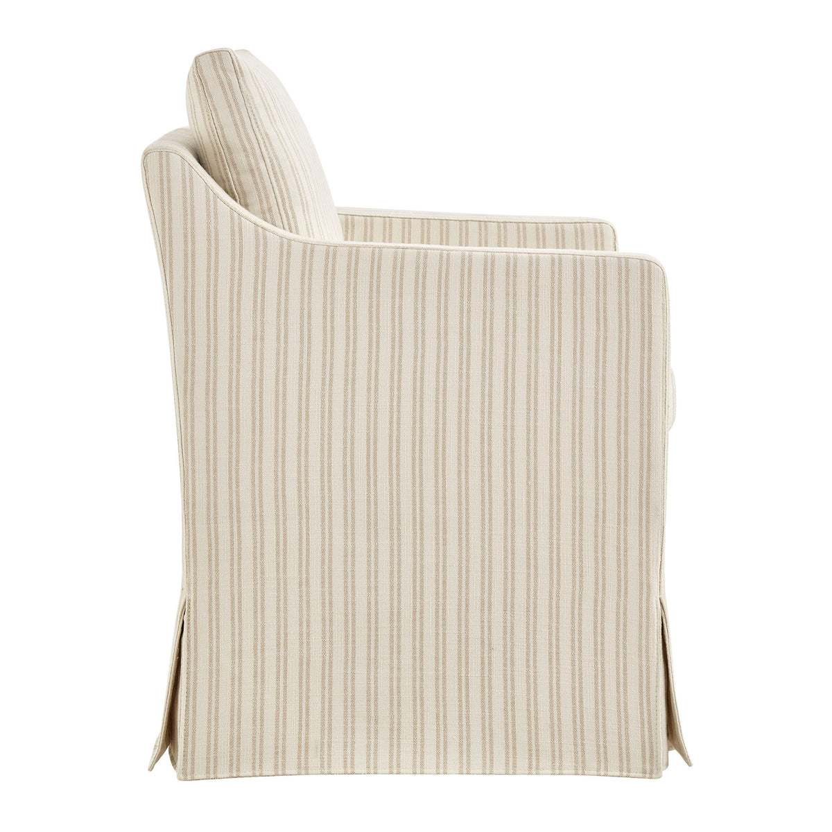Serene Slipcovered Striped Fabric Dining Armchair - Oatmeal Stripe