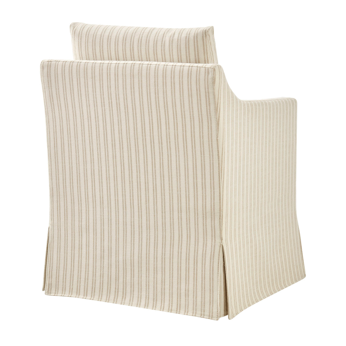 Serene Slipcovered Striped Fabric Dining Armchair - Oatmeal Stripe