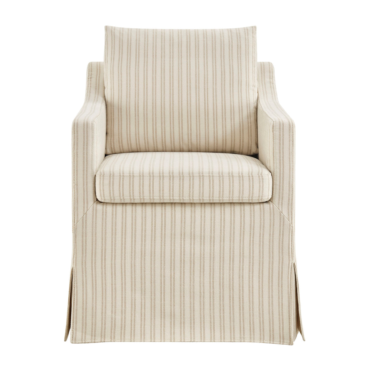 Serene Slipcovered Striped Fabric Dining Armchair - Oatmeal Stripe