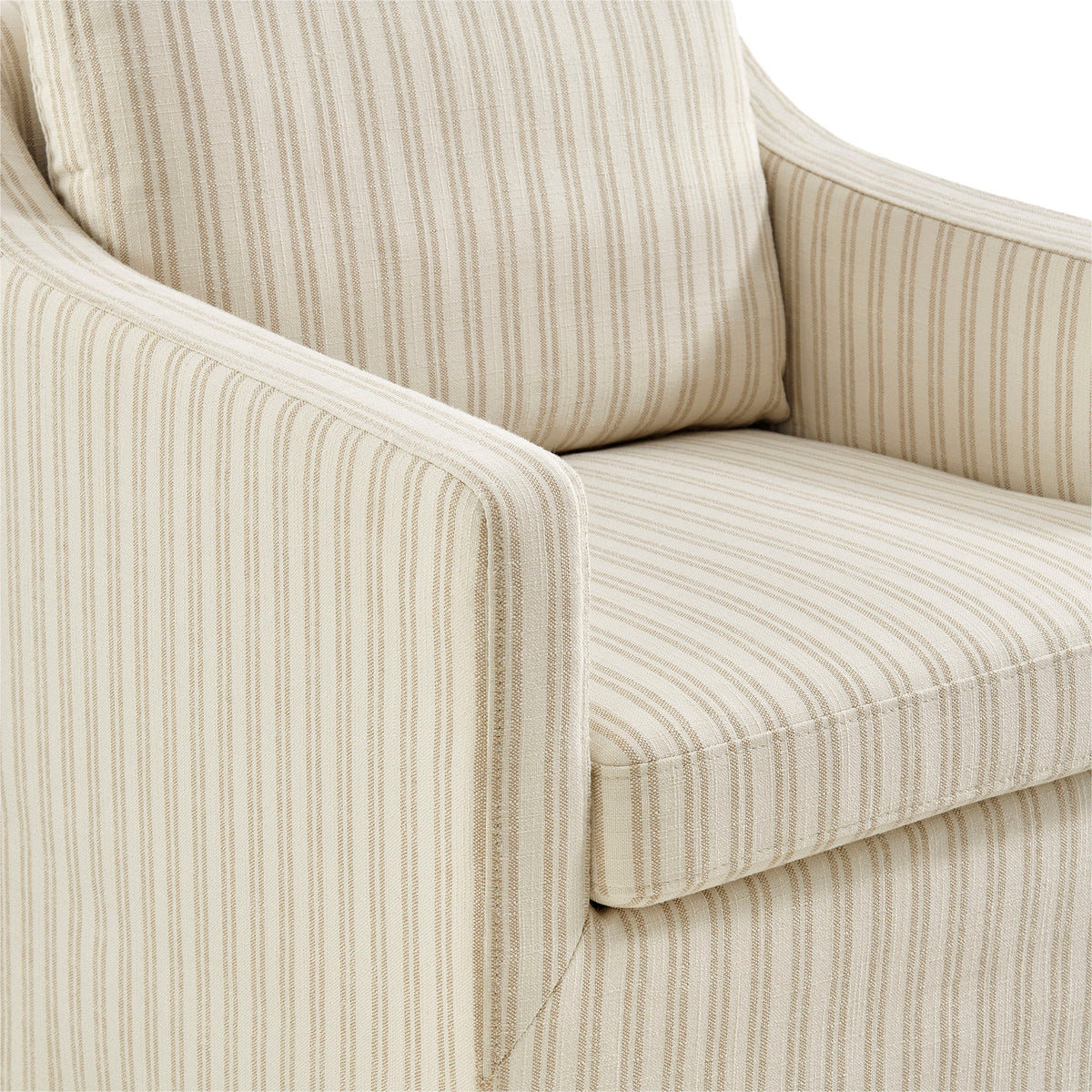 Serene Slipcovered Striped Fabric Dining Armchair - Oatmeal Stripe