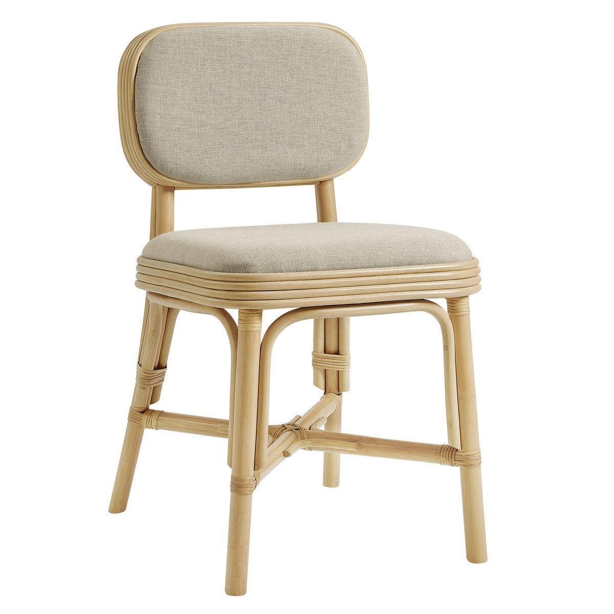 Bahari Upholstered Rattan Dining Chair - Natural Beige