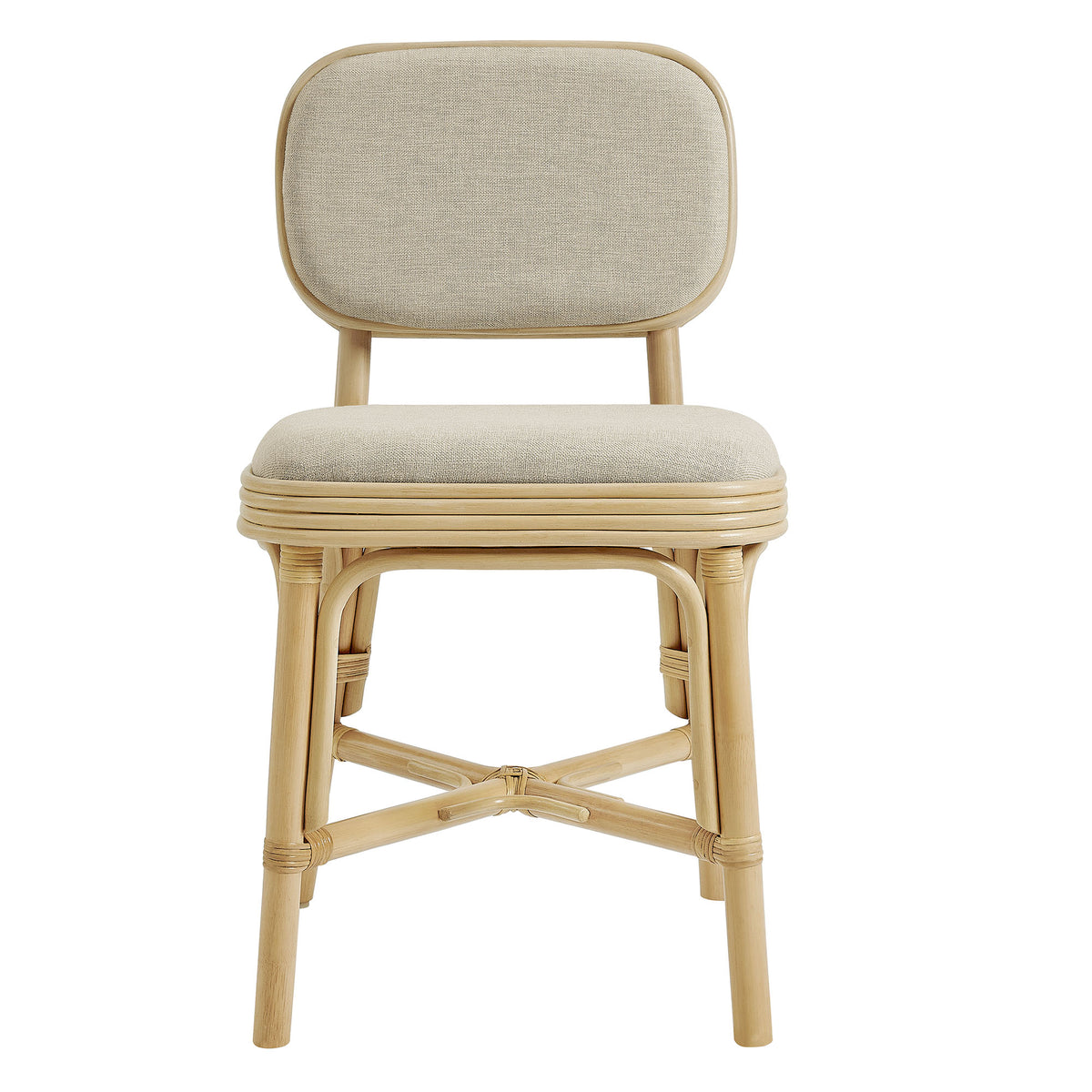 Bahari Upholstered Rattan Dining Chair - Natural Beige
