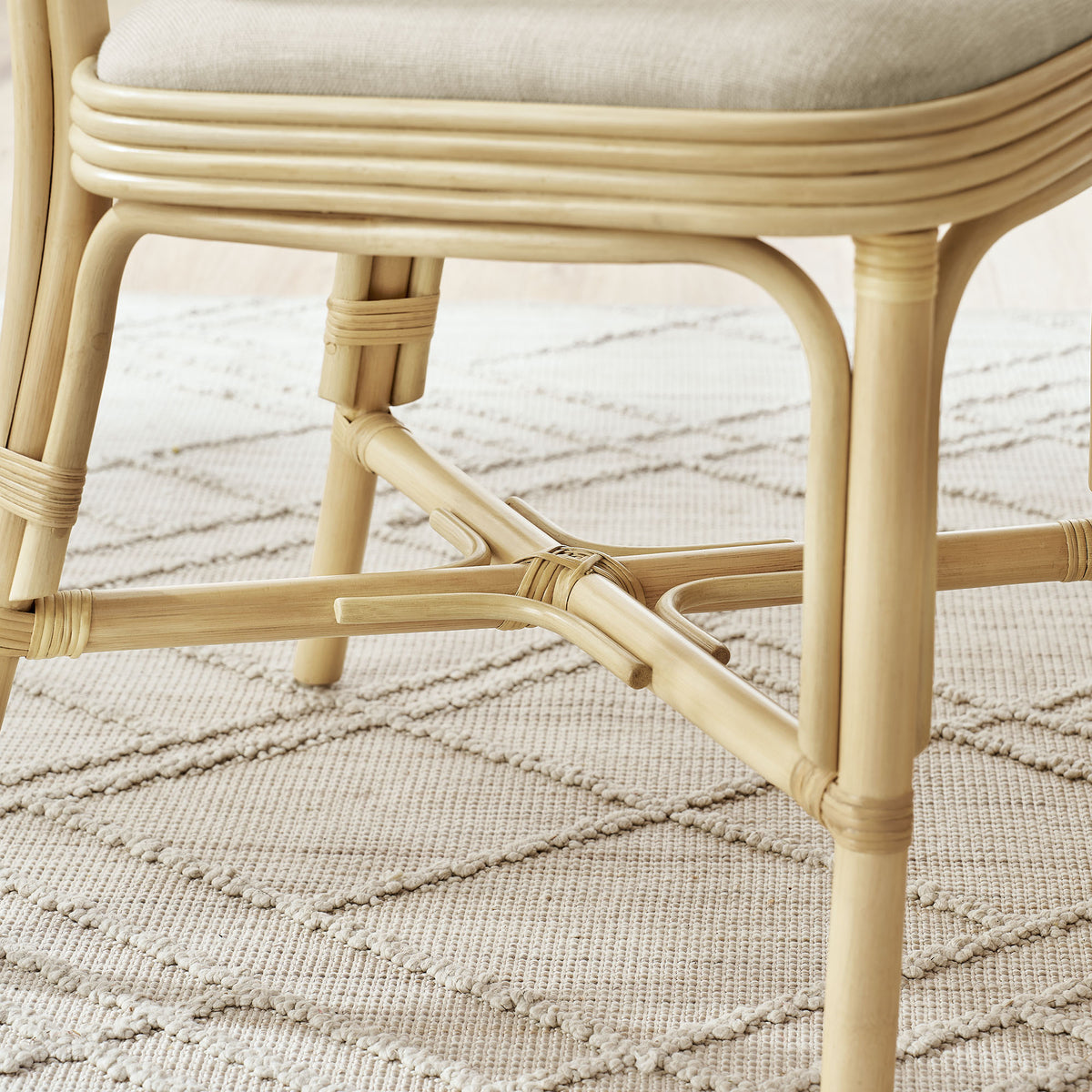 Bahari Upholstered Rattan Dining Chair - Natural Beige