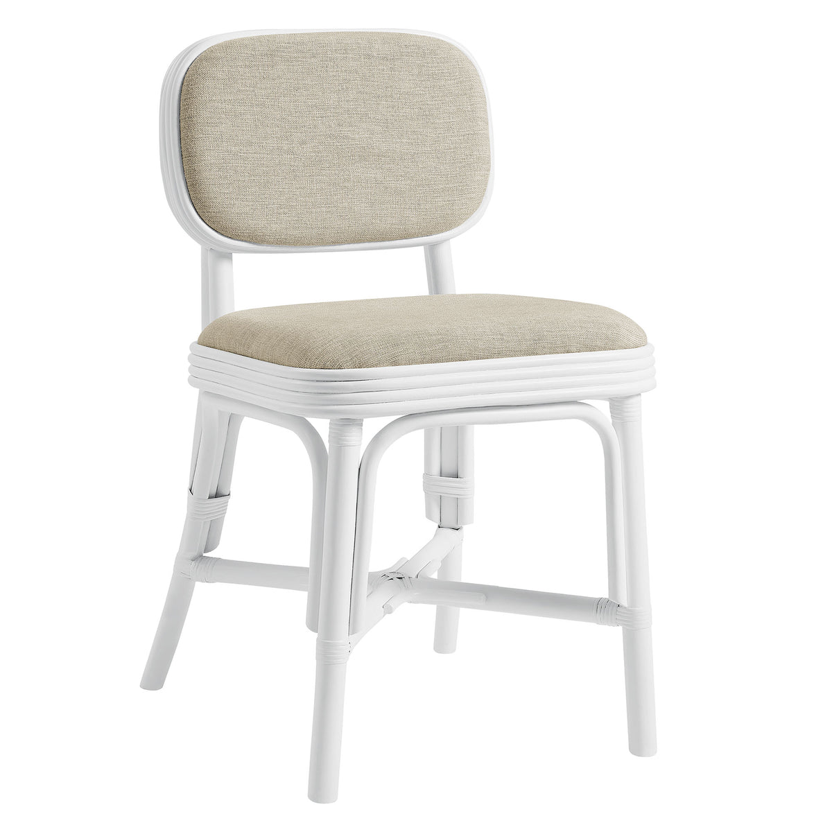 Bahari Upholstered Rattan Dining Chair - White Light Beige
