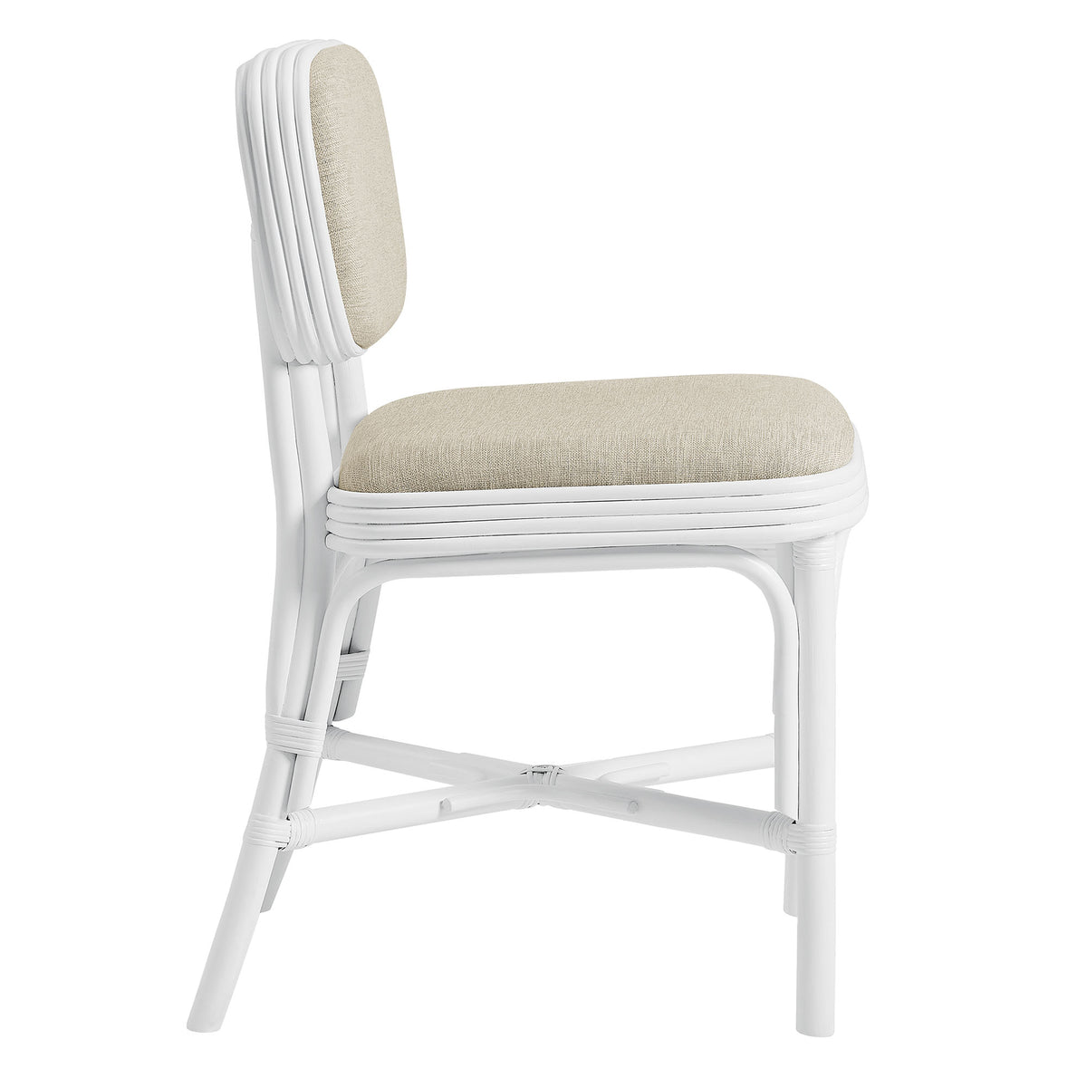 Bahari Upholstered Rattan Dining Chair - White Light Beige