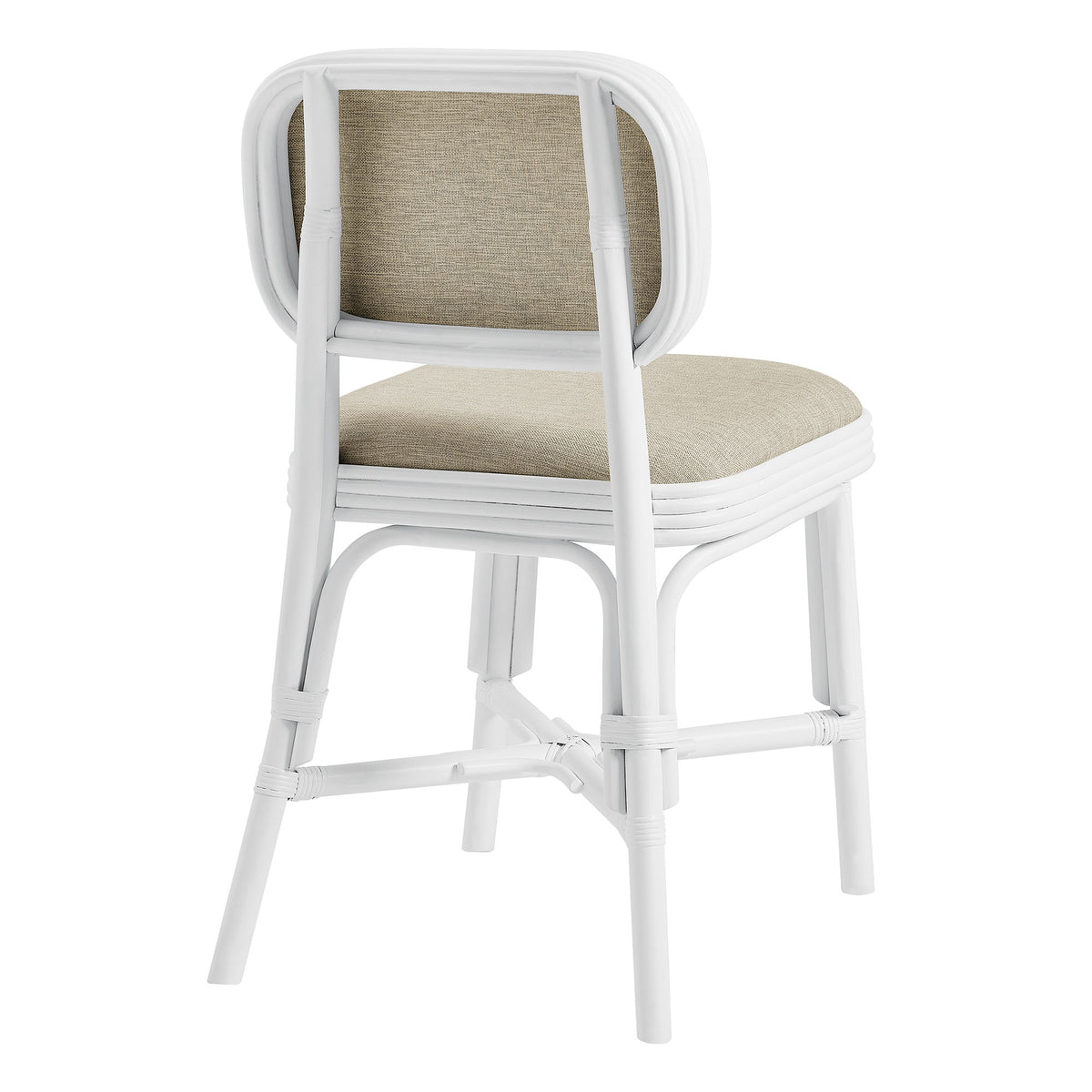 Bahari Upholstered Rattan Dining Chair - White Light Beige