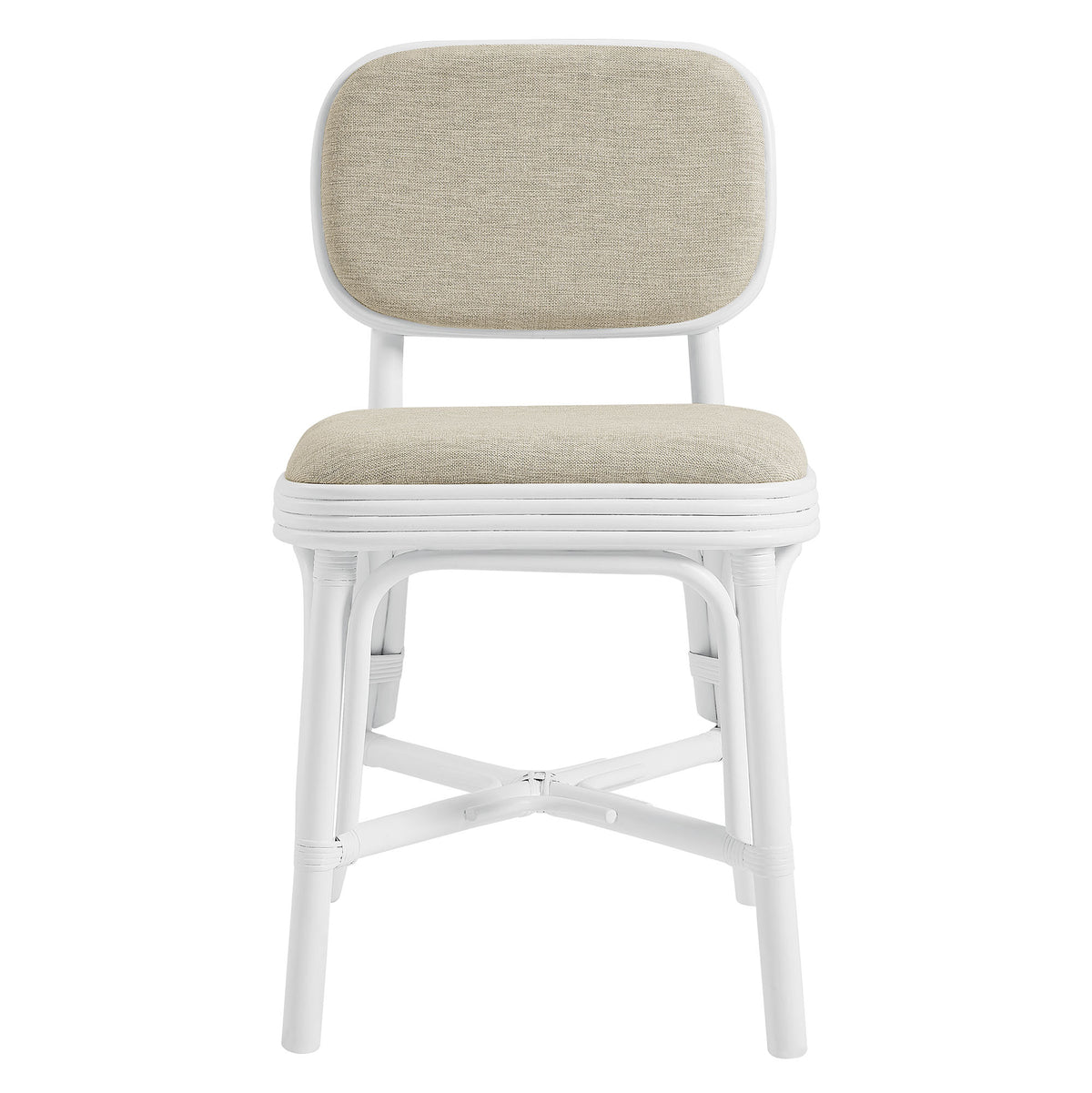 Bahari Upholstered Rattan Dining Chair - White Light Beige