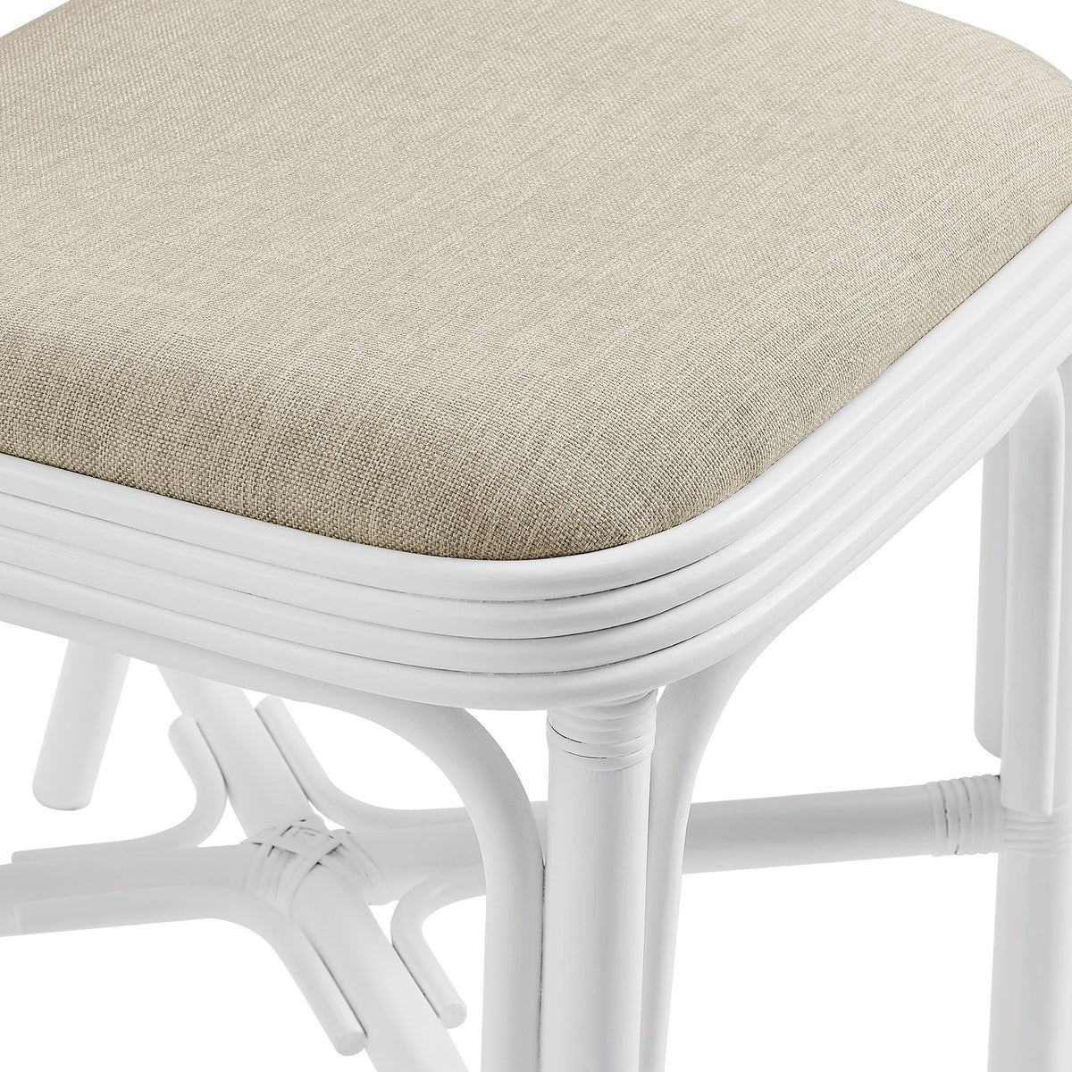 Bahari Upholstered Rattan Dining Chair - White Light Beige