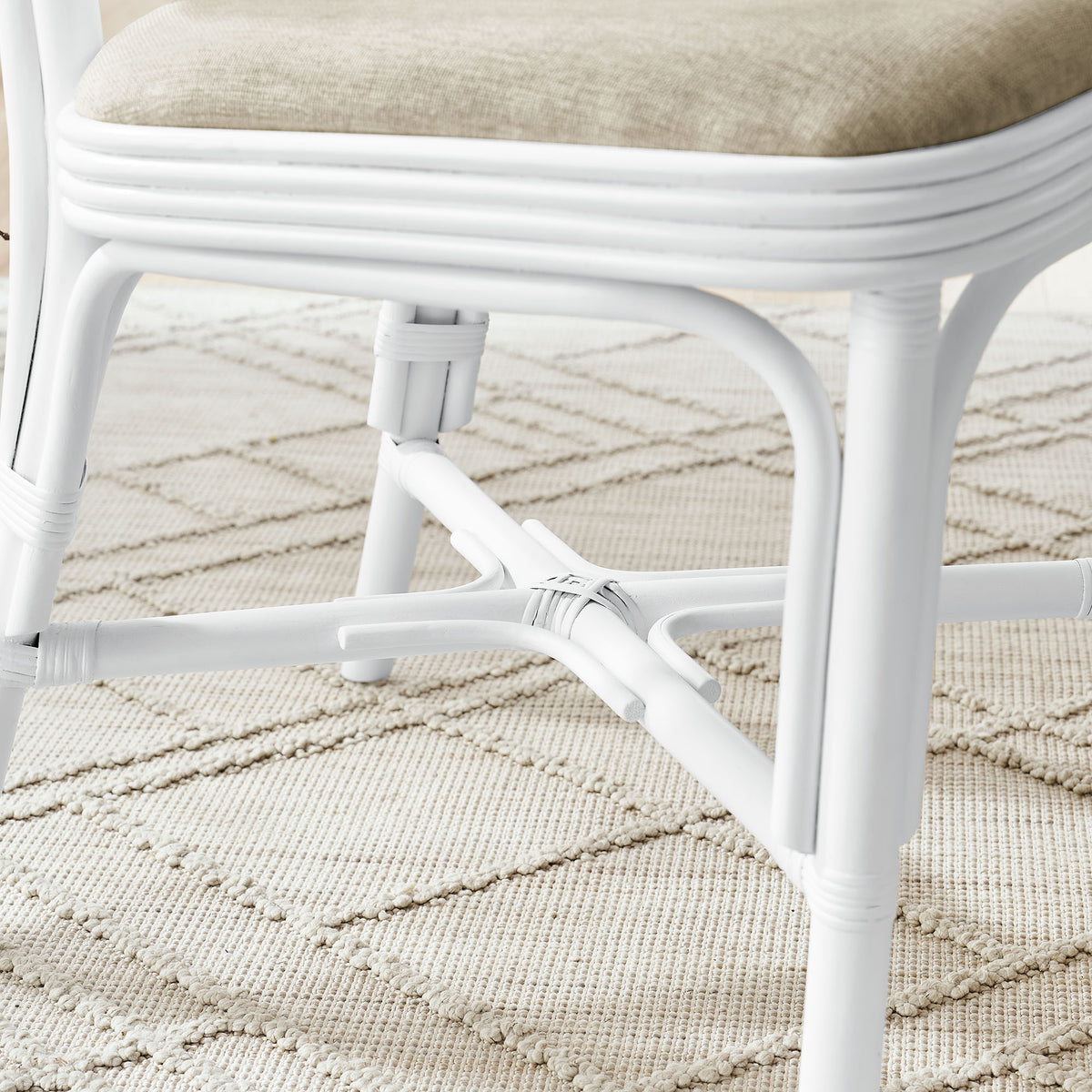 Bahari Upholstered Rattan Dining Chair - White Light Beige