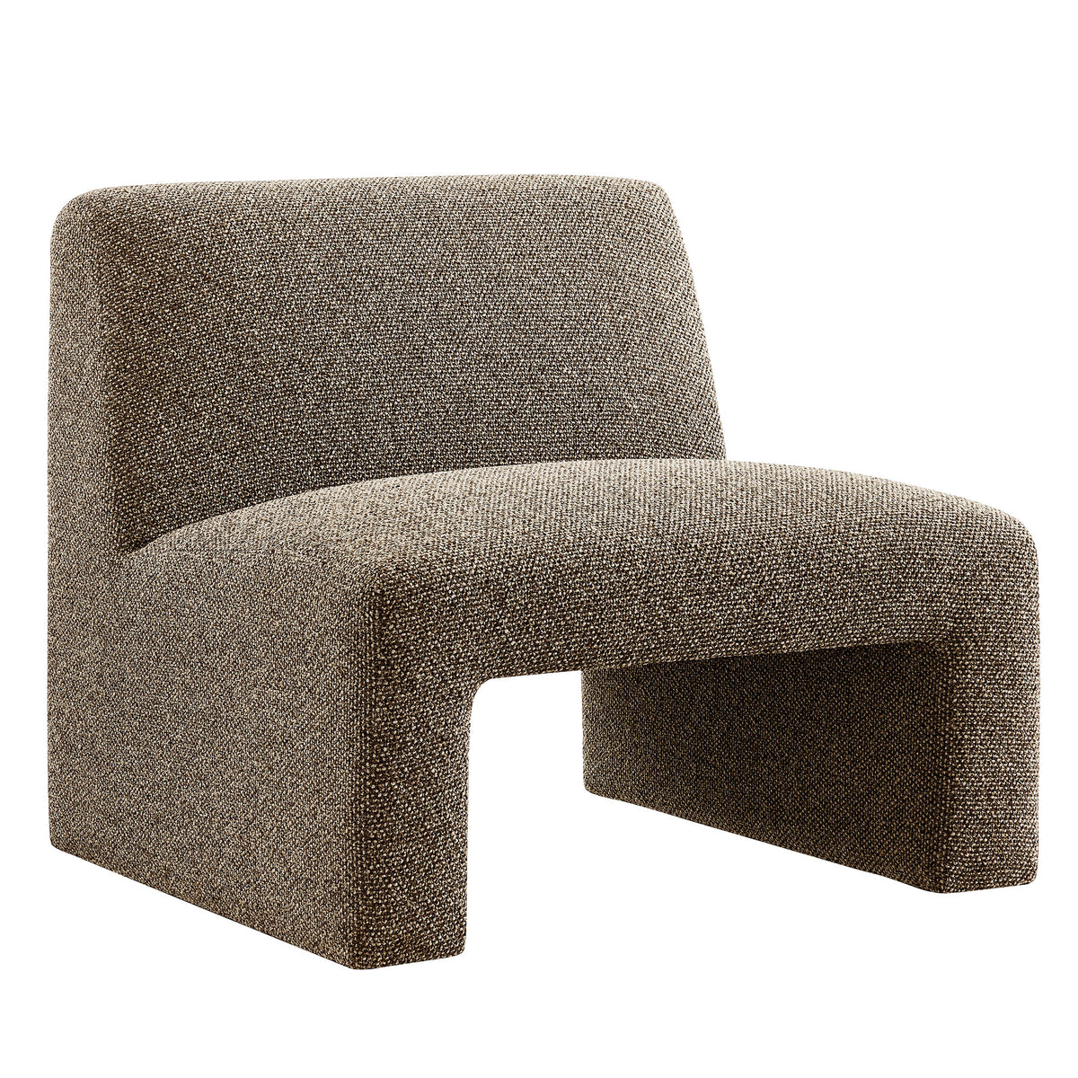 Amita Lattice Boucle Upholstered Armless Accent Chair - Earth