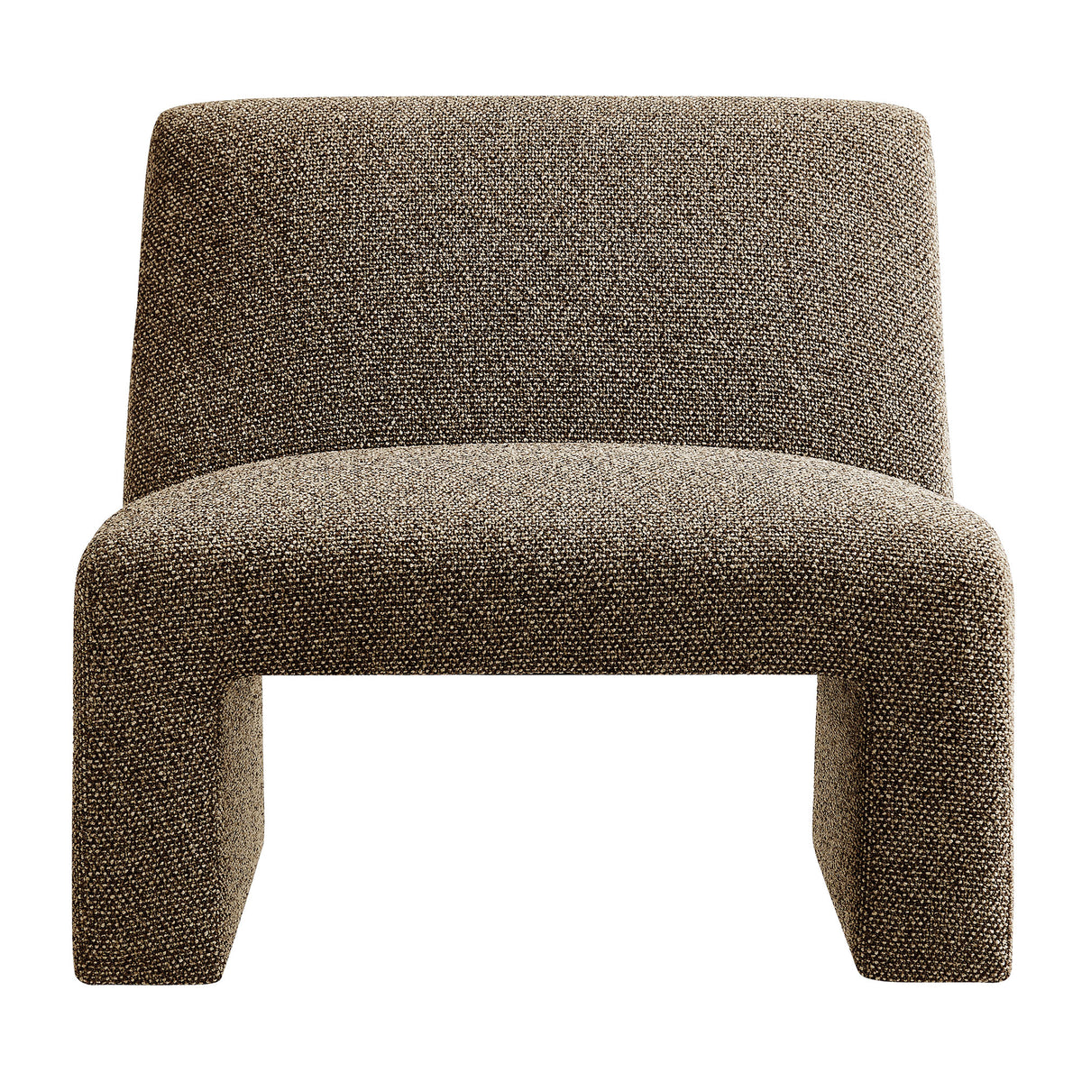 Amita Lattice Boucle Upholstered Armless Accent Chair - Earth