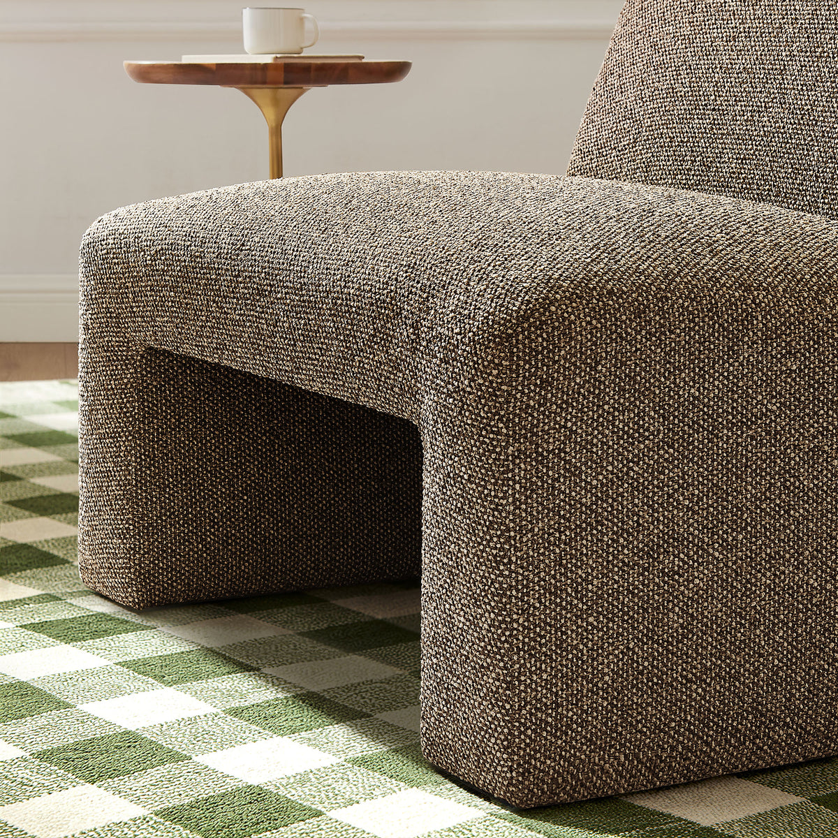 Amita Lattice Boucle Upholstered Armless Accent Chair - Earth