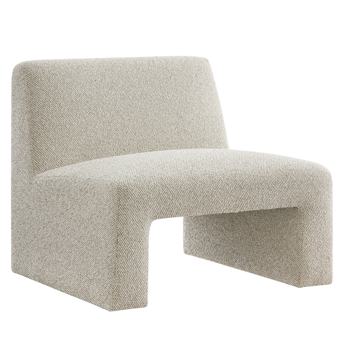 Amita Lattice Boucle Upholstered Armless Accent Chair - Marble