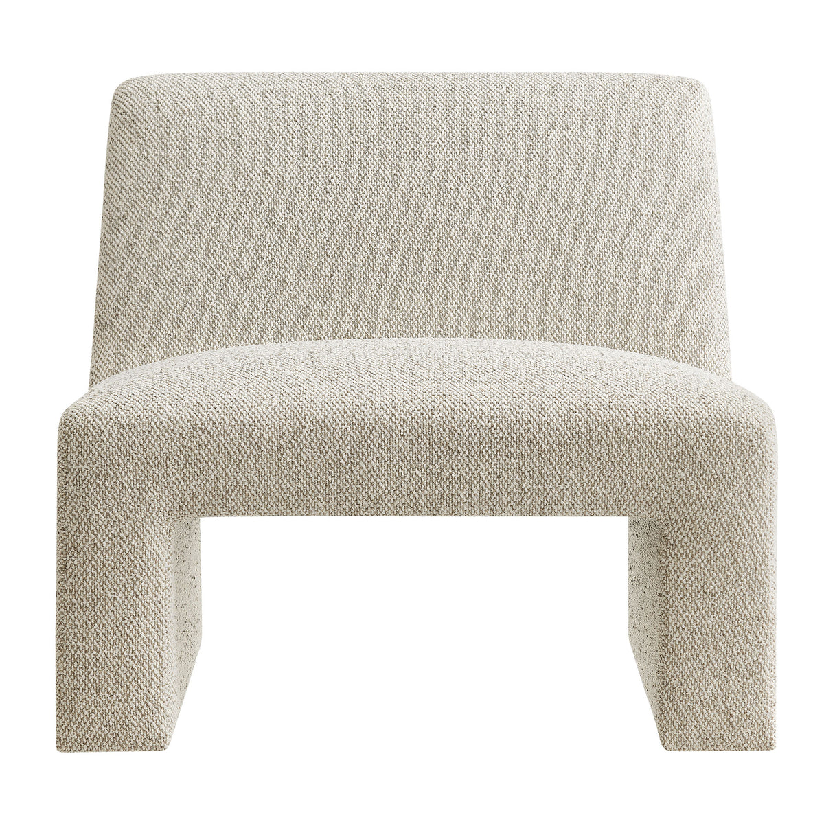 Amita Lattice Boucle Upholstered Armless Accent Chair - Marble