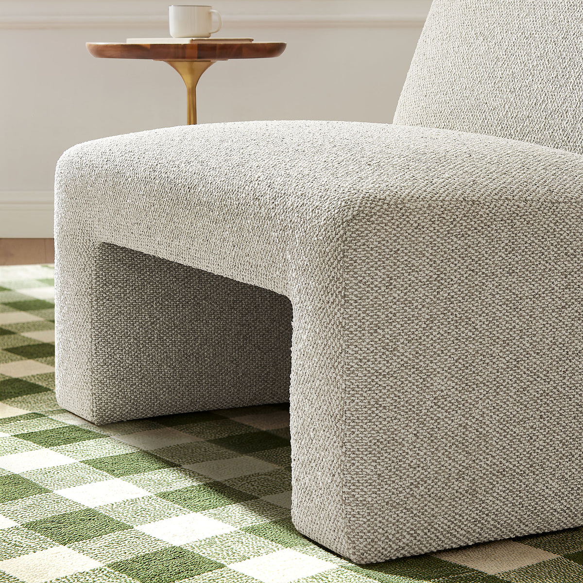 Amita Lattice Boucle Upholstered Armless Accent Chair - Marble
