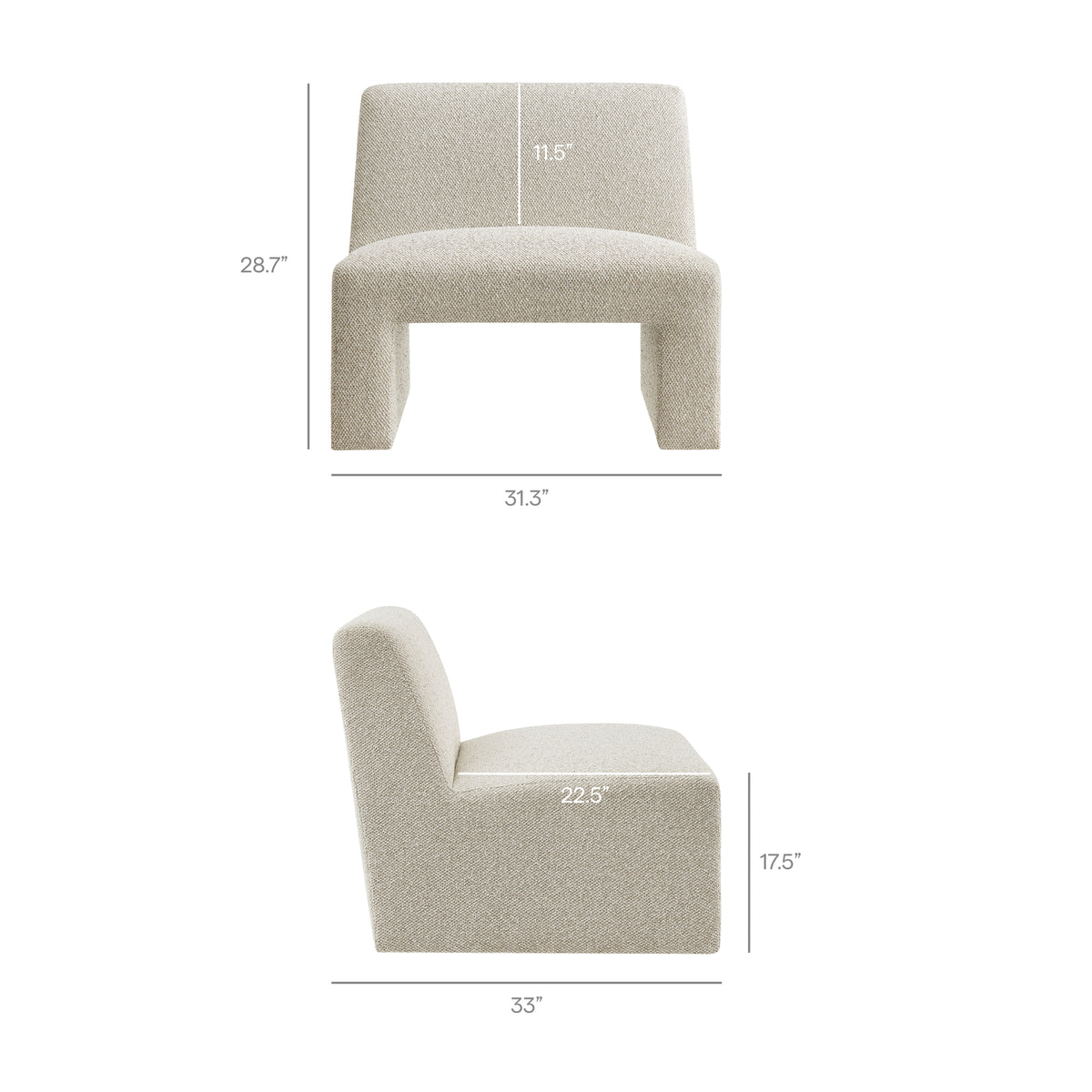 Amita Lattice Boucle Upholstered Armless Accent Chair - Marble