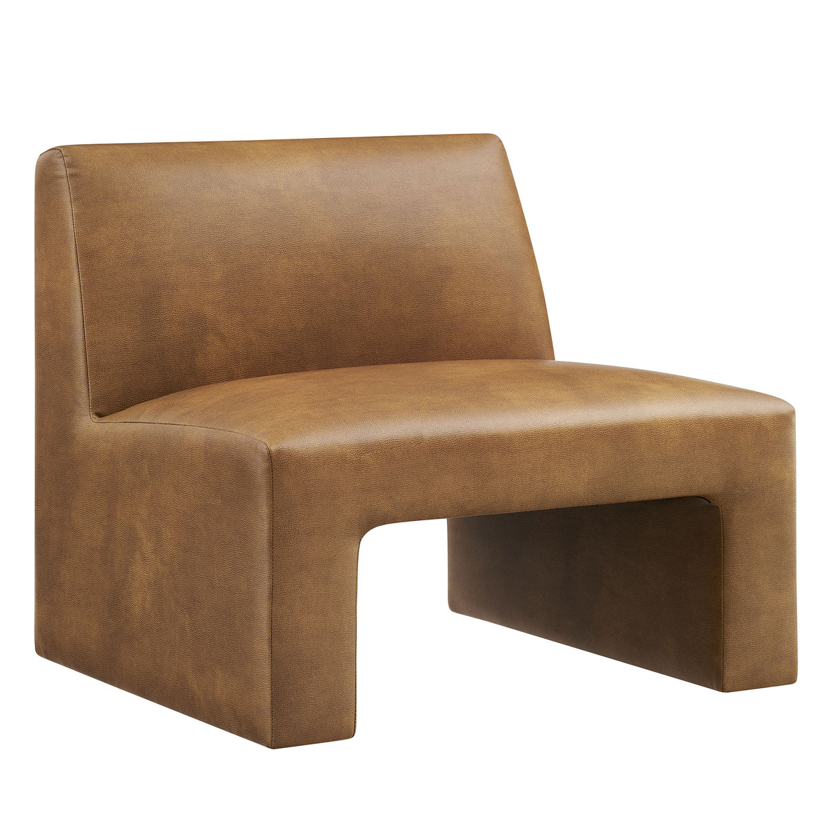 Amita Vegan Leather Armless Accent Chair - Canyon