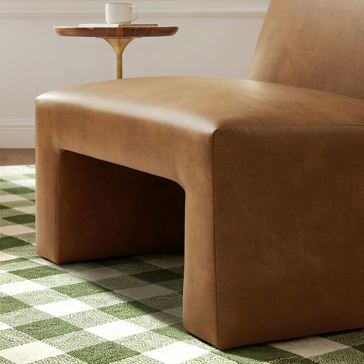 Amita Vegan Leather Armless Accent Chair - Canyon